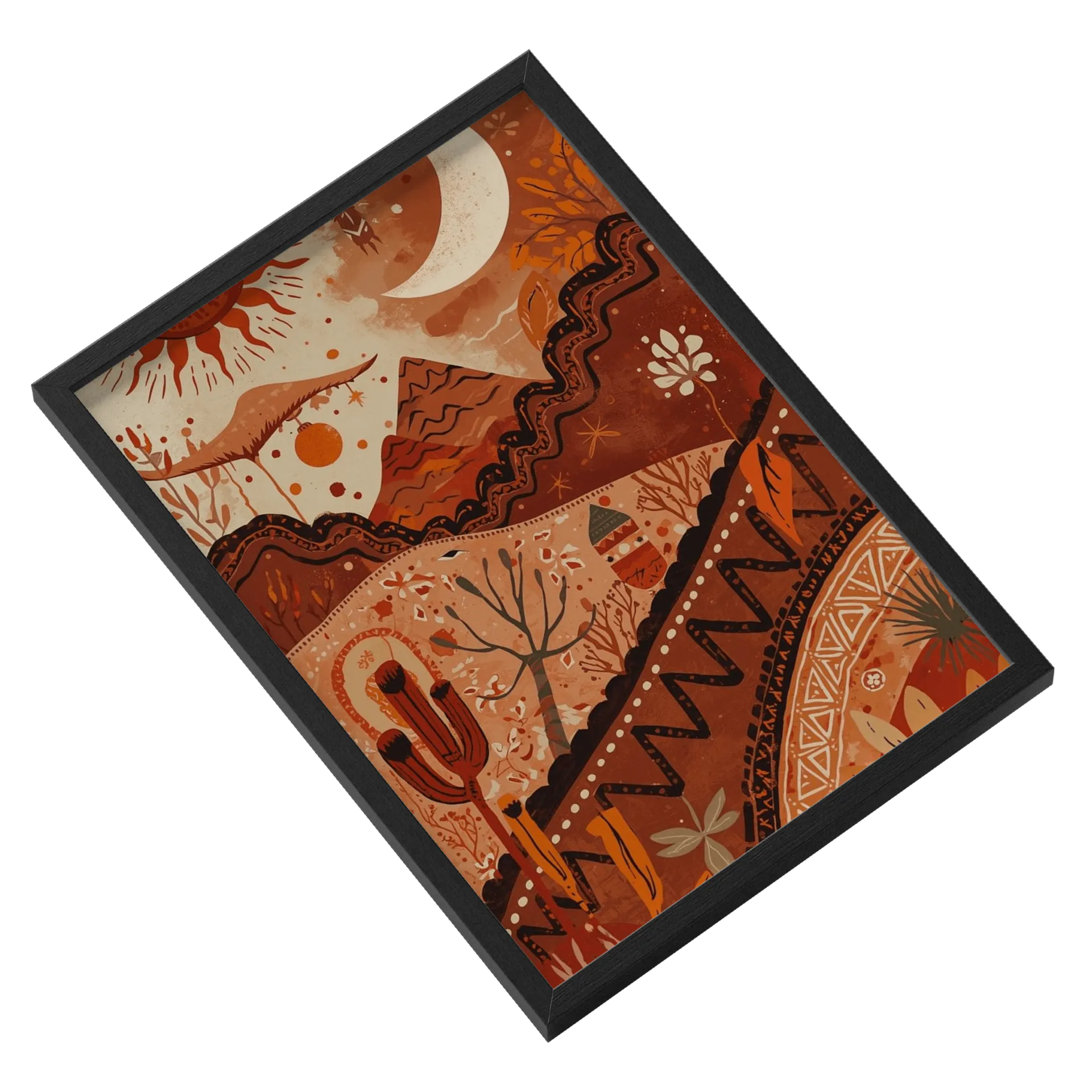 Quadro Paisagem de Montanhas e Lua Estilo Folk A3 de Cuppira — imagem 2 de 3