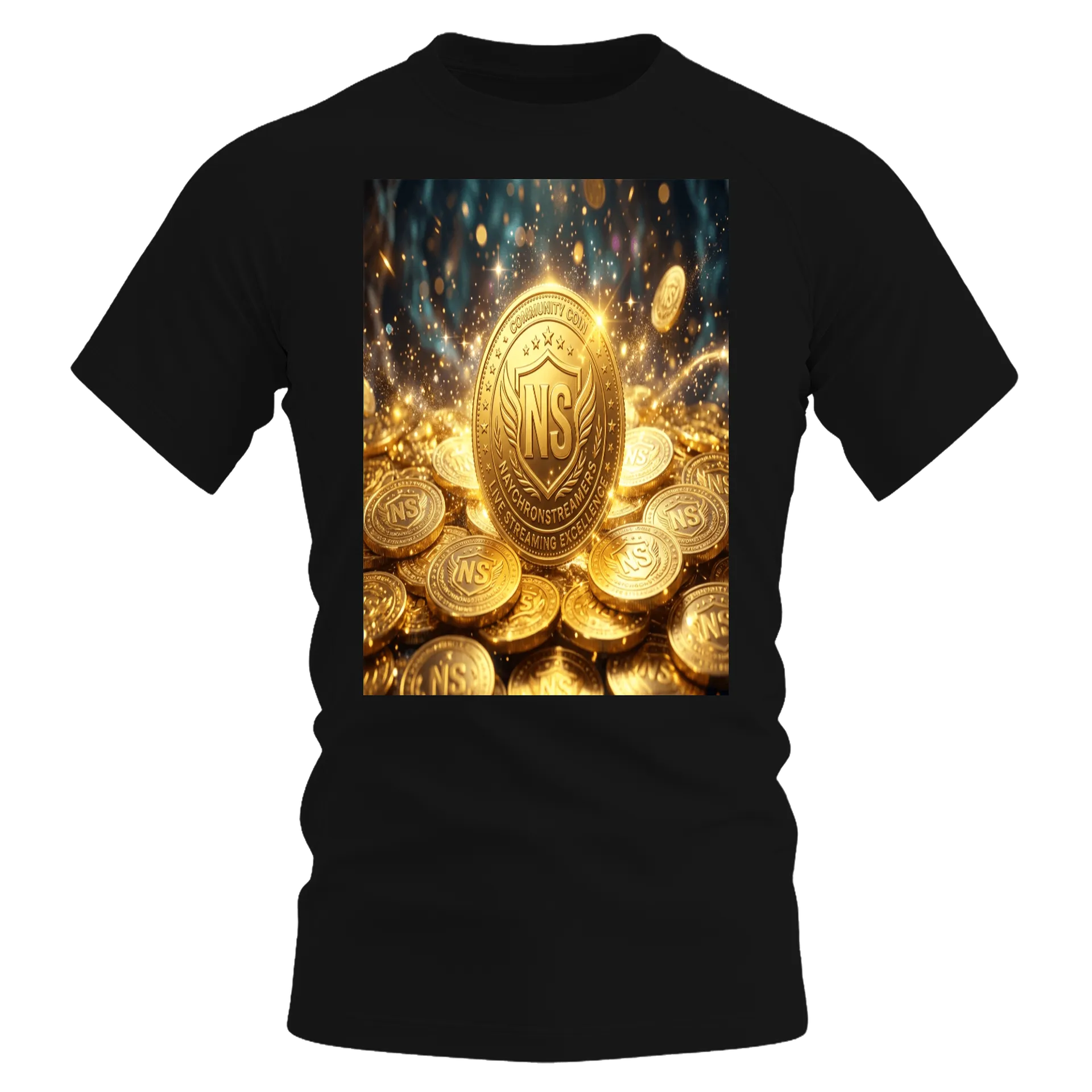 Camiseta Dry Fit Moedas NS Douradas Respirável - Imagem 1