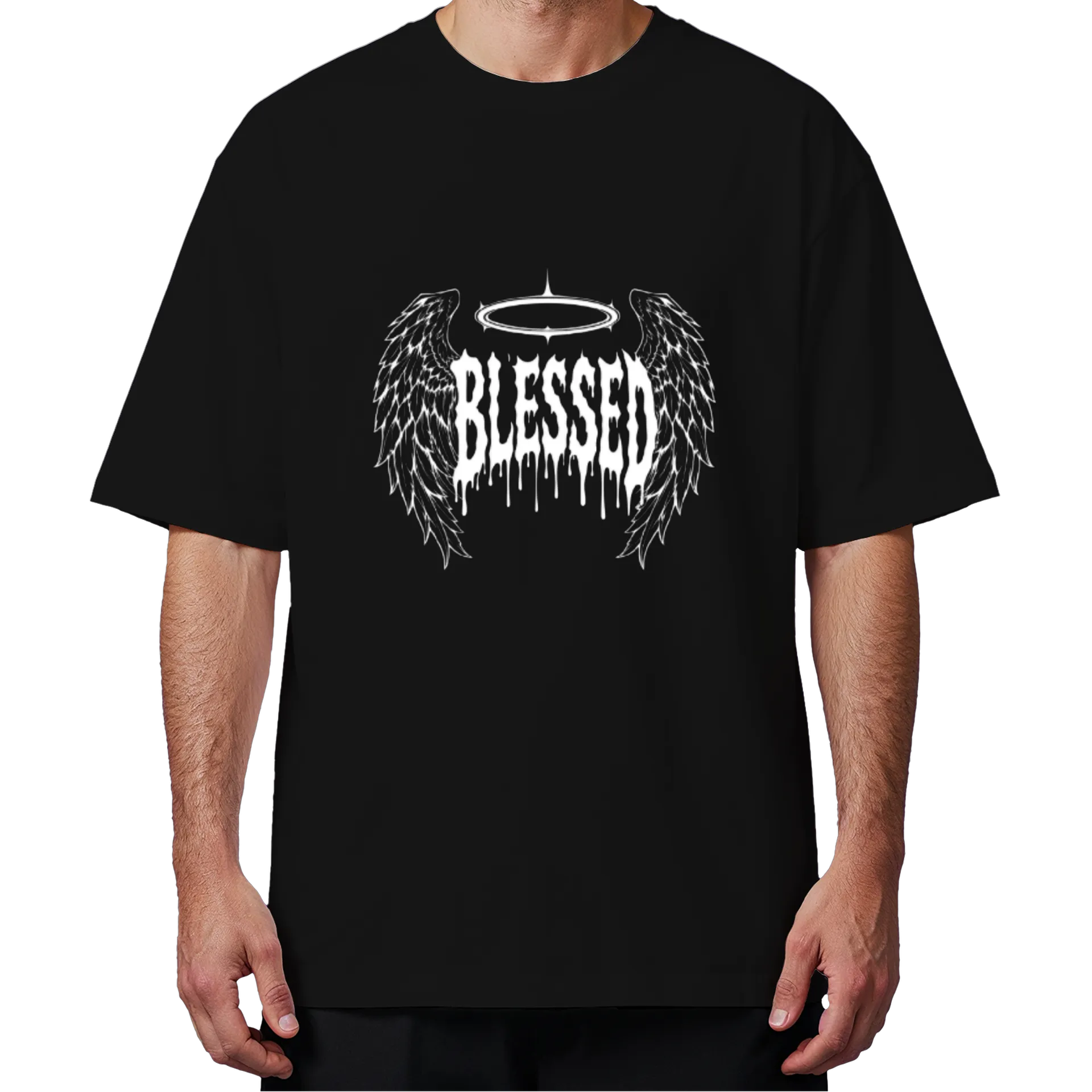Camiseta Oversized "Blessed" - Preto - Imagem 4