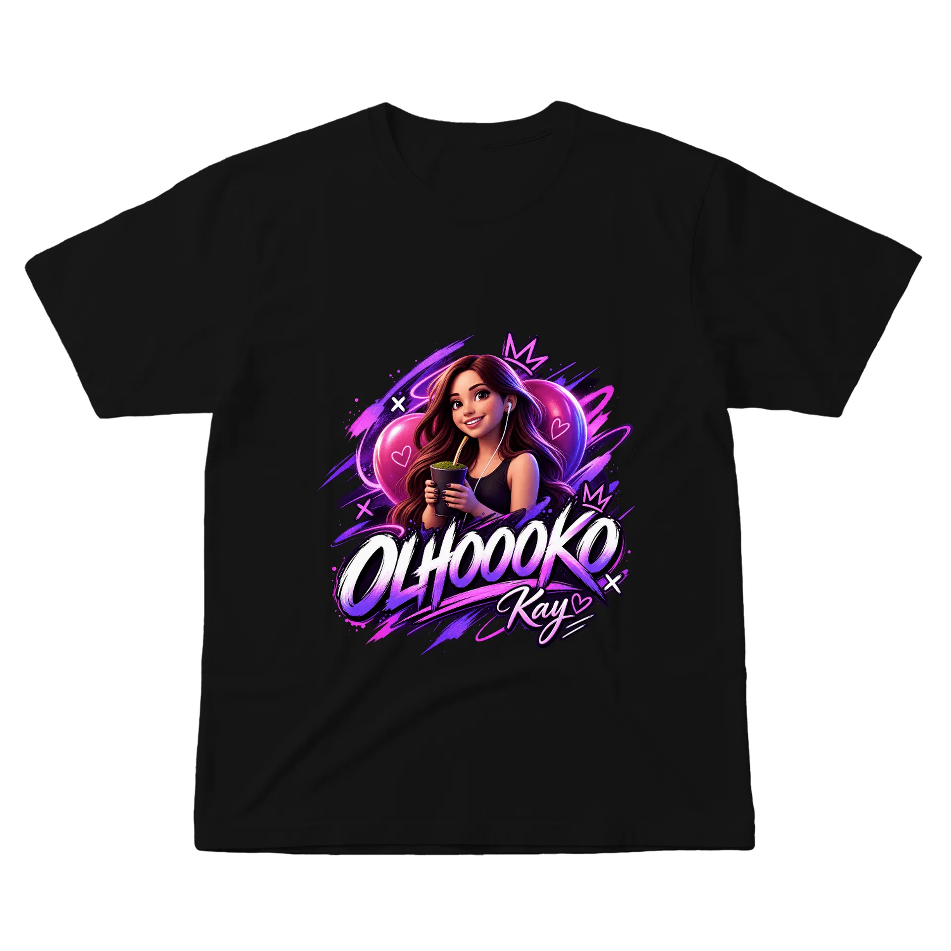 Camiseta Ilustration Neon Gráfico Kaitlyn Ray 100% Algodão de Kay — imagem 1 de 6