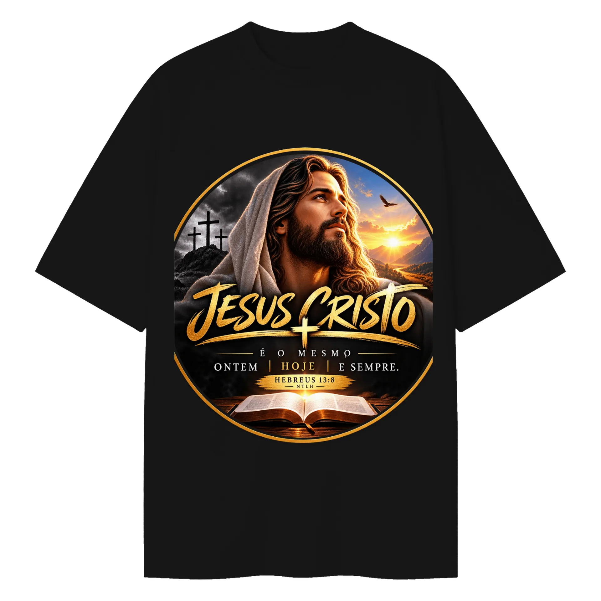 Camiseta Oversized Estampa Gato Astronauta Preto 100% de Gameon19 — imagem 1 de 6