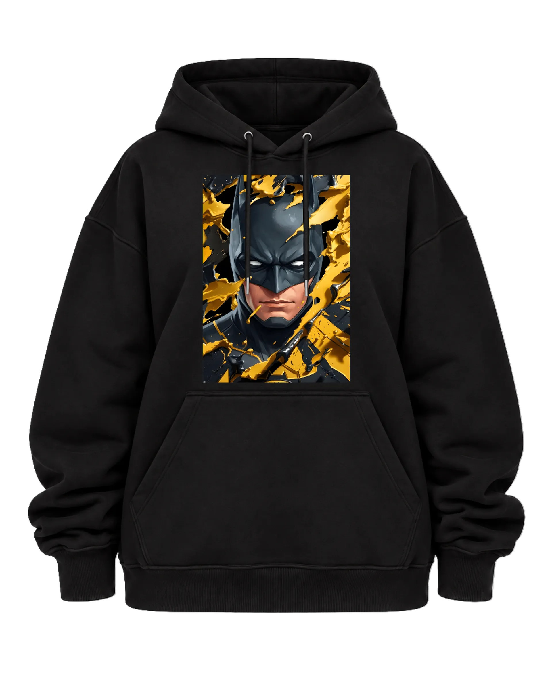 Blusa Moletom Canguru Batman Ilustração Amarela e Preta - Imagem 5