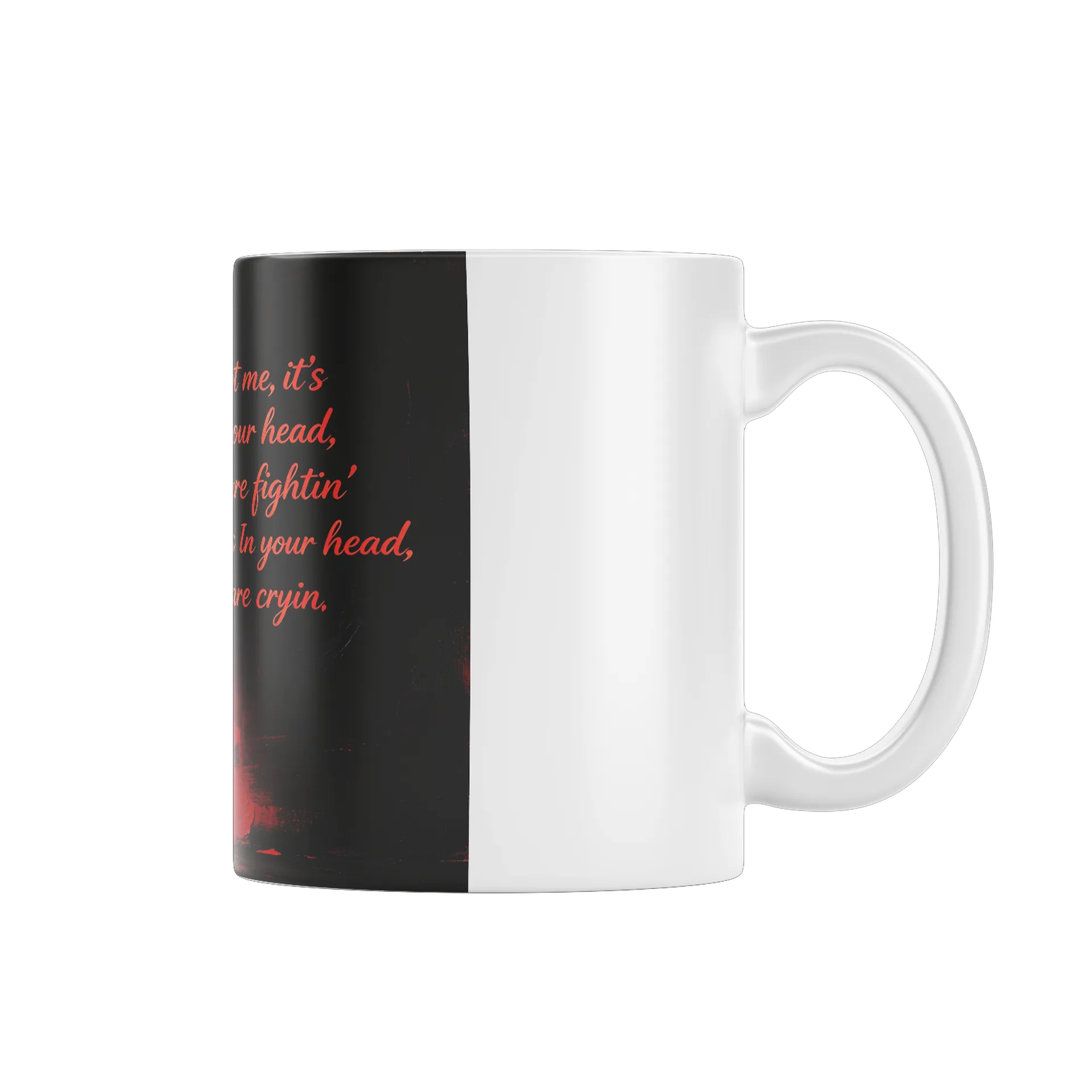 Caneca Tipográfica Silhuetas em Preto e Vermelho 325ml - Imagem 1