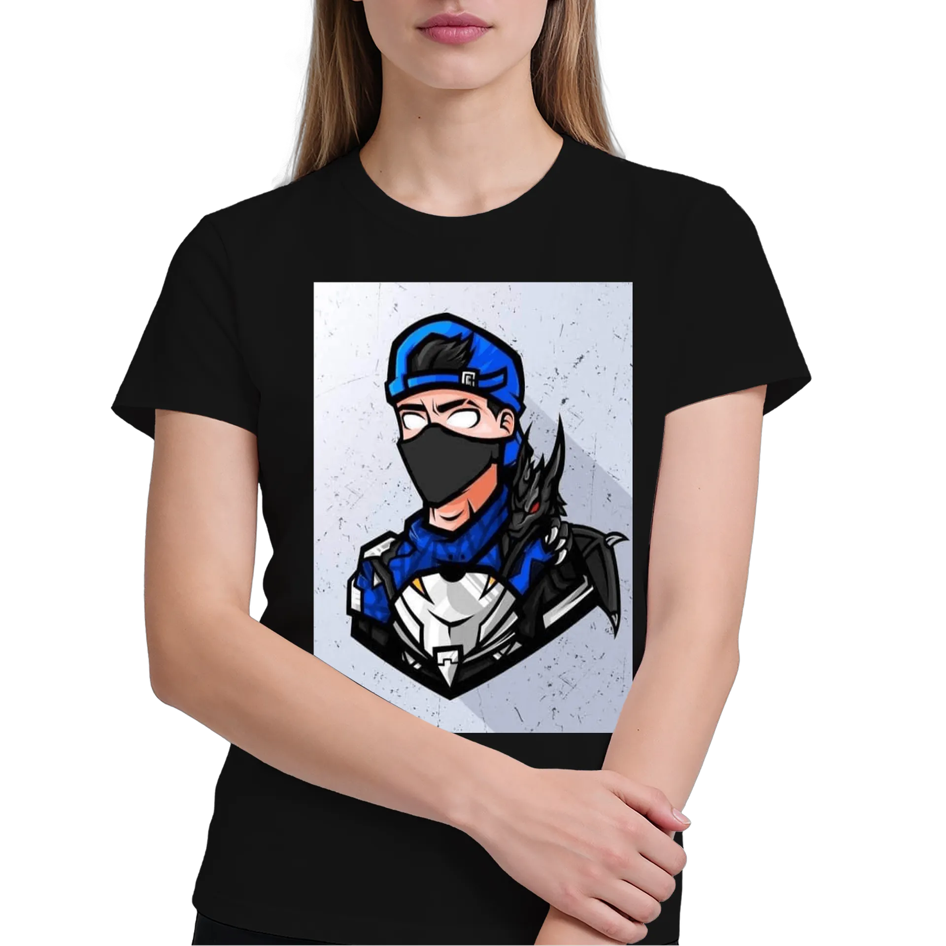 Camiseta Personagem Dragão Preto e Azul 100% Algodão - Imagem 4