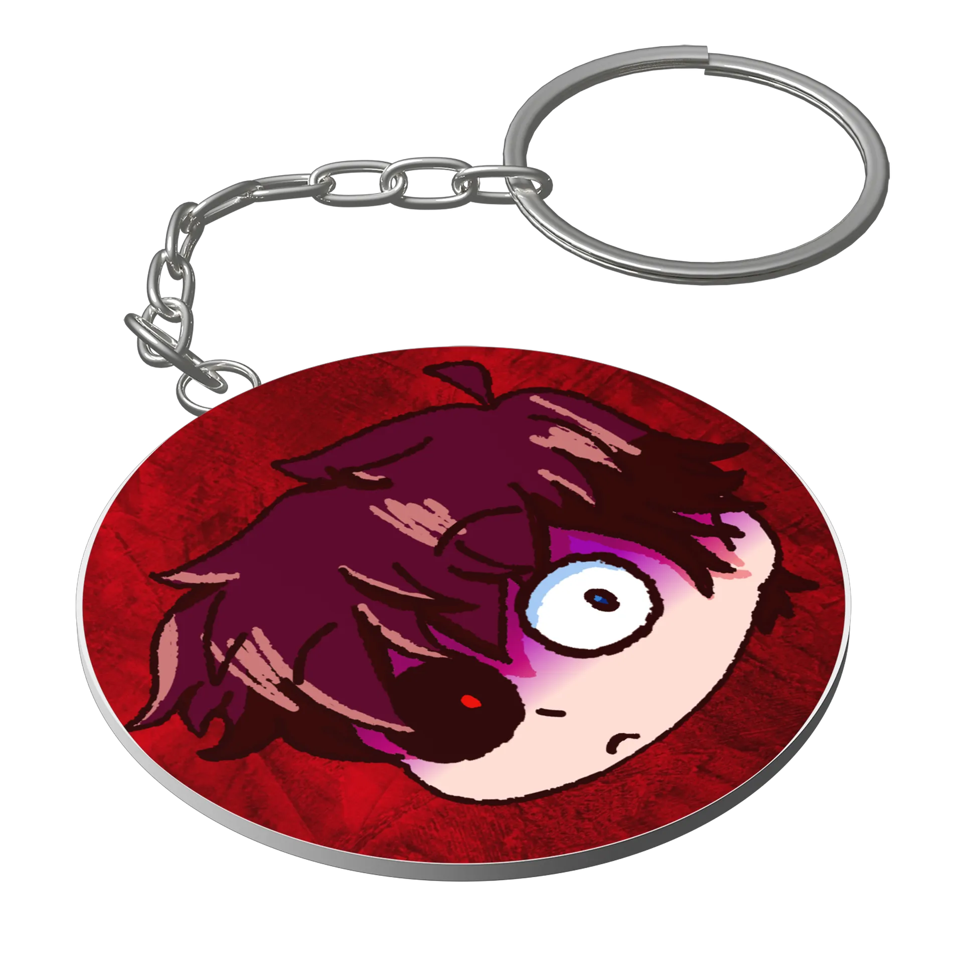 Chaveiro MDF Emote WX Medroso C/ Fundo Vermelho - Imagem 1