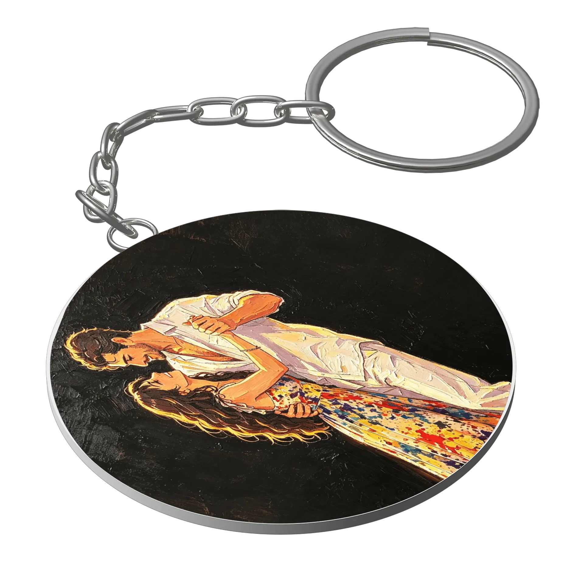 Chaveiro MDF Dança Amorosa Estampa Pintura - Imagem 1