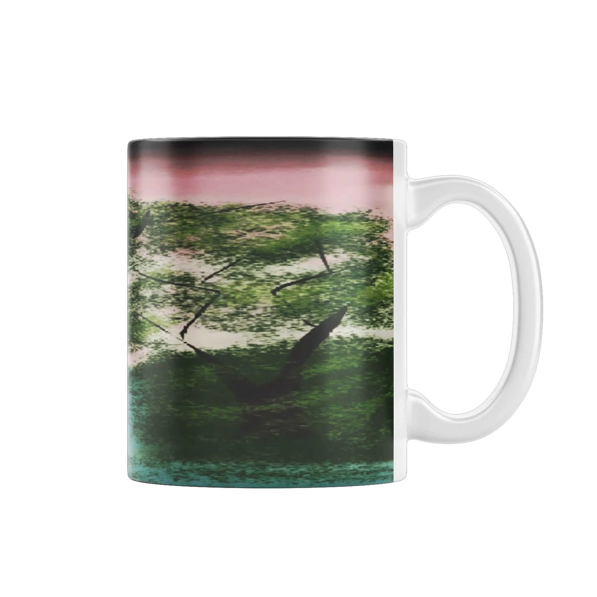 Caneca Paisagem de Árvores e Lago Estilo Pintura 325ml - Imagem 4