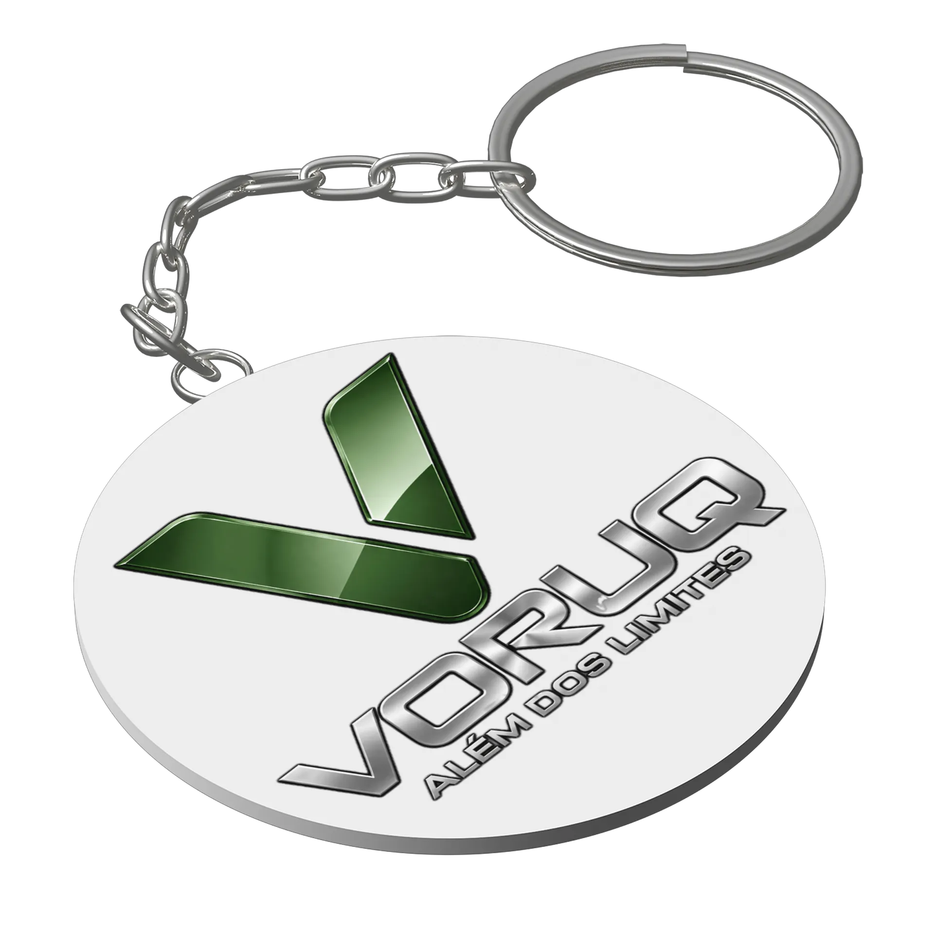 Chaveiro MDF Logotipo Voruga Além dos Limites Metálico Green de VORUQ — imagem 1 de 3