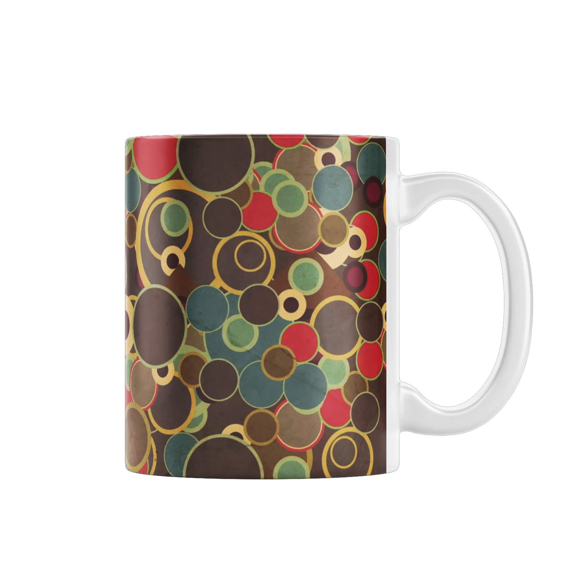 Caneca Cerâmica Estampa Abstrata Círculos Coloridos 325ml - Imagem 1