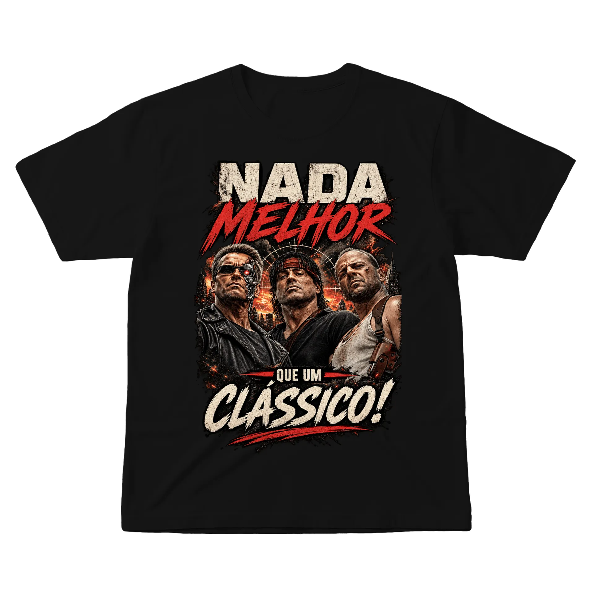 Camiseta Clássicos de ação (Stallone,Schwarzenegger,Willis) - Imagem 1