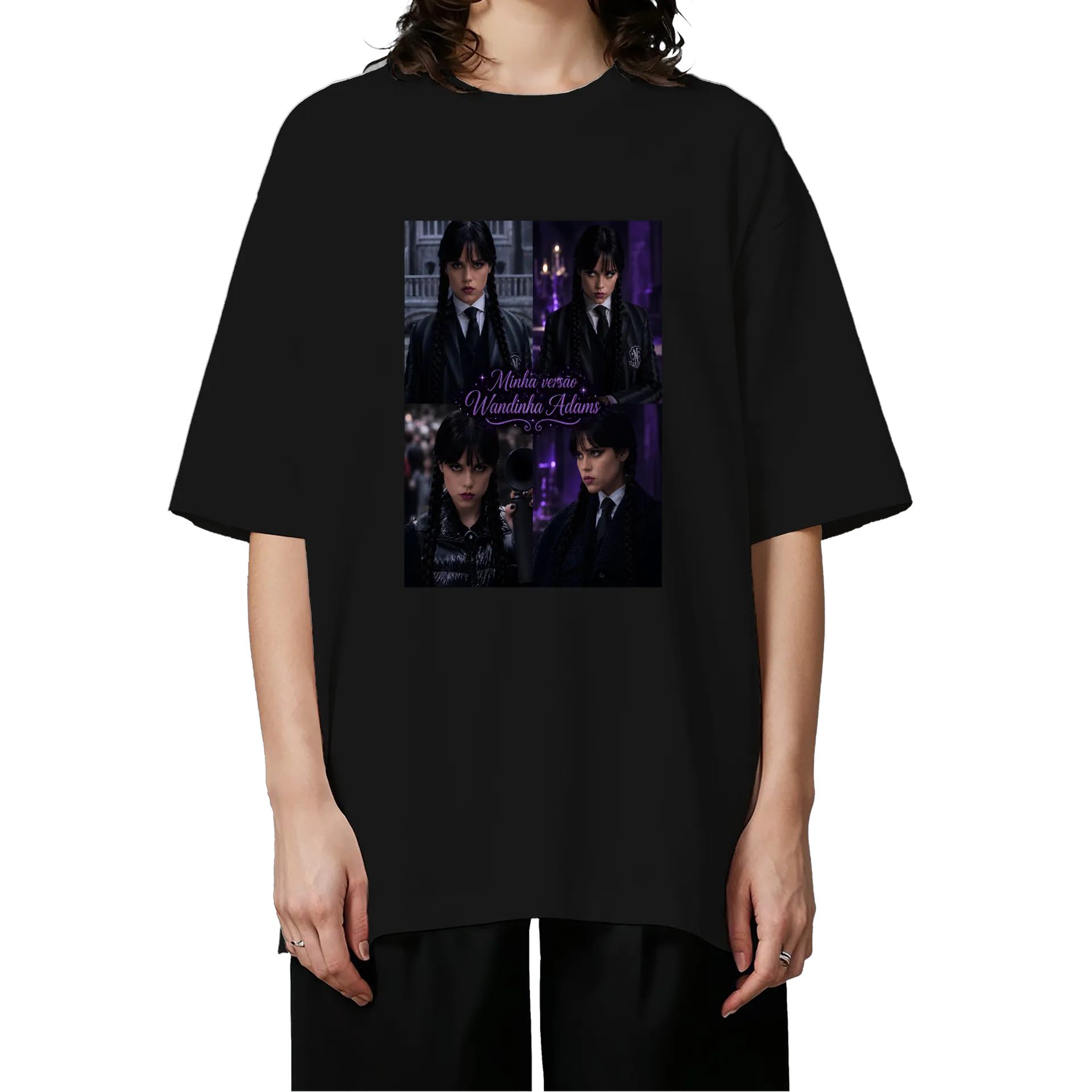 Camiseta Oversized Cosplay Adams Estampa Fotográfica Roxa - Imagem 3