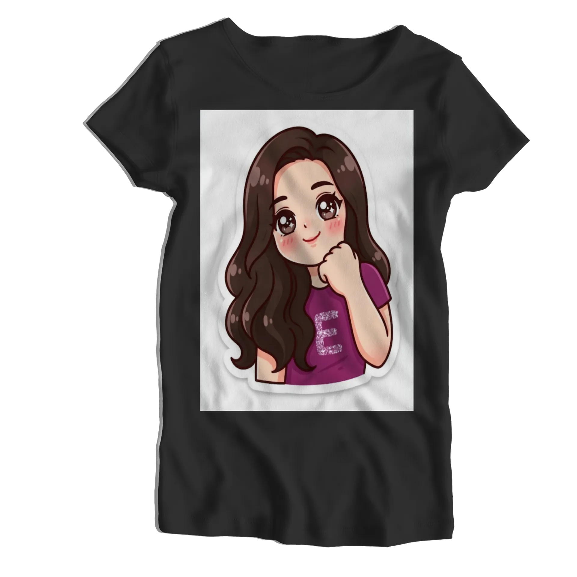 Camiseta Babylook Personagem Feminina Cartoon Cabelo - Imagem 1