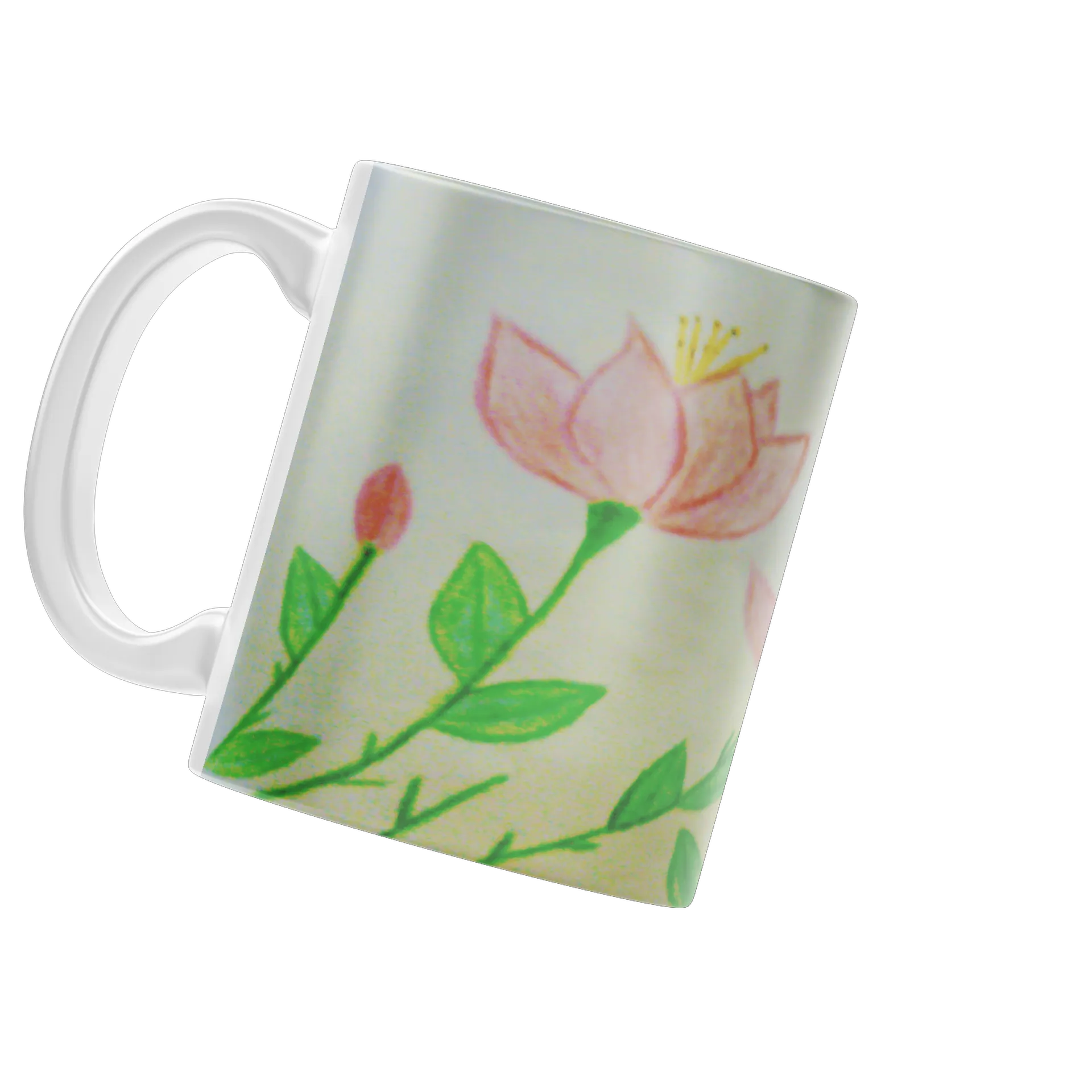 Caneca Desenho de Flores Rosas e Folhas 325ml - Imagem 2
