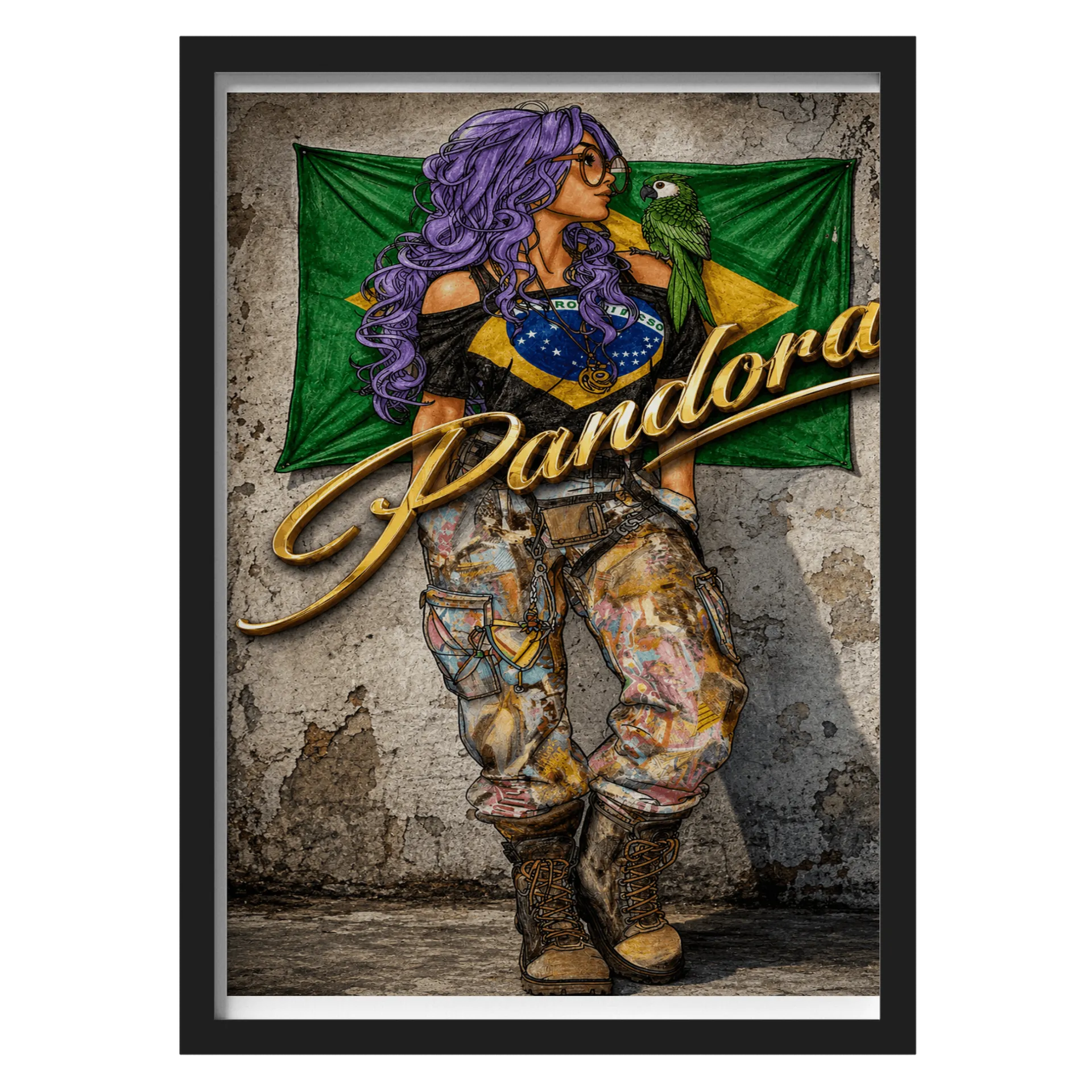 Quadro Personagem Pandora Brasil A3 MDF e Vidro - Imagem 1