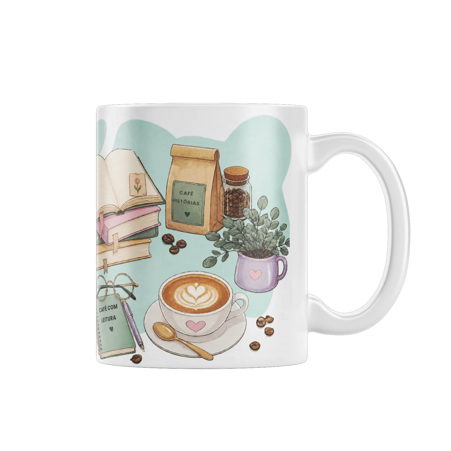 Caneca personalizada Café com Leitura de Henrique Freitas — imagem 1 de 4