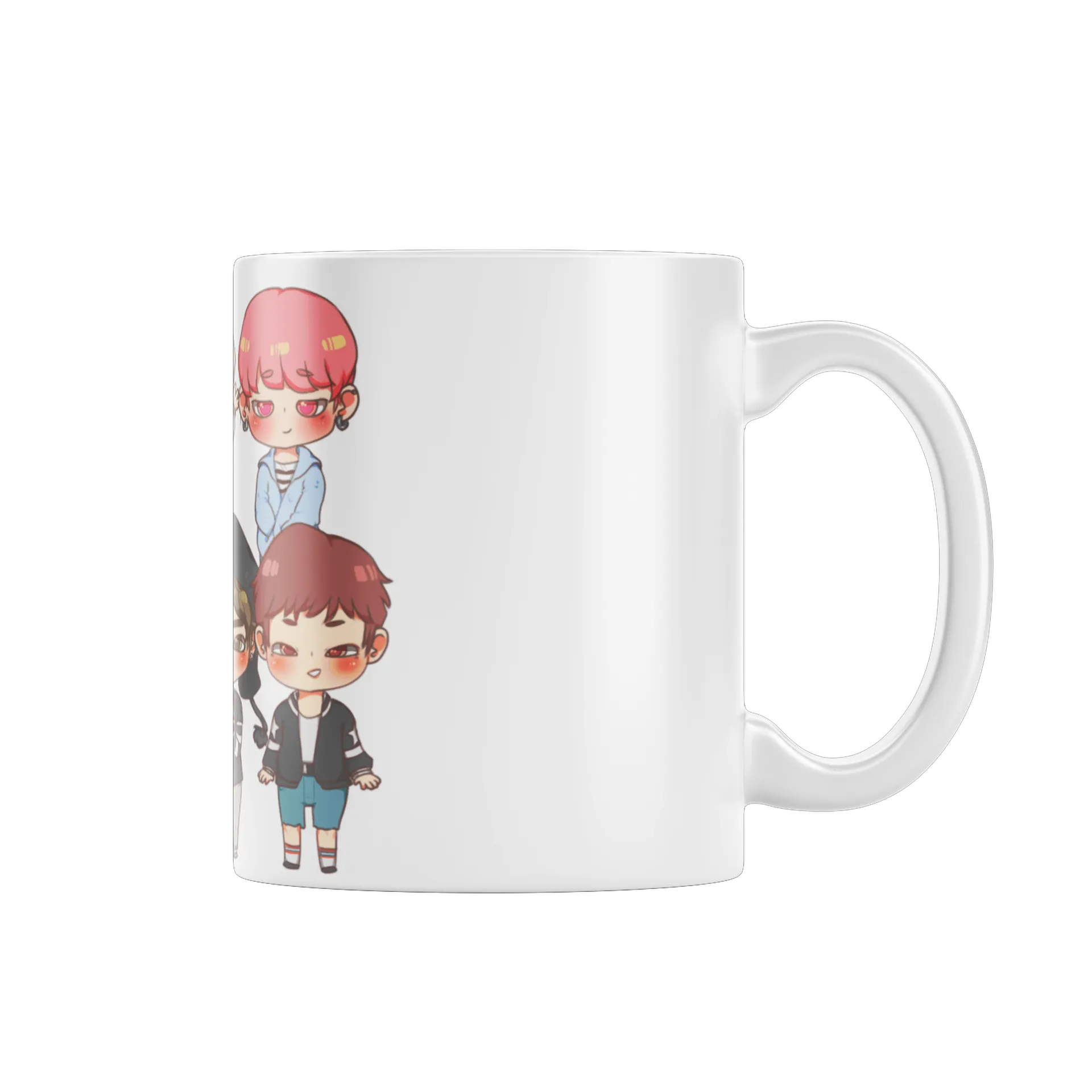 Caneca Porcelana Personagens Estilo Chibi Branco 325ml - Imagem 1