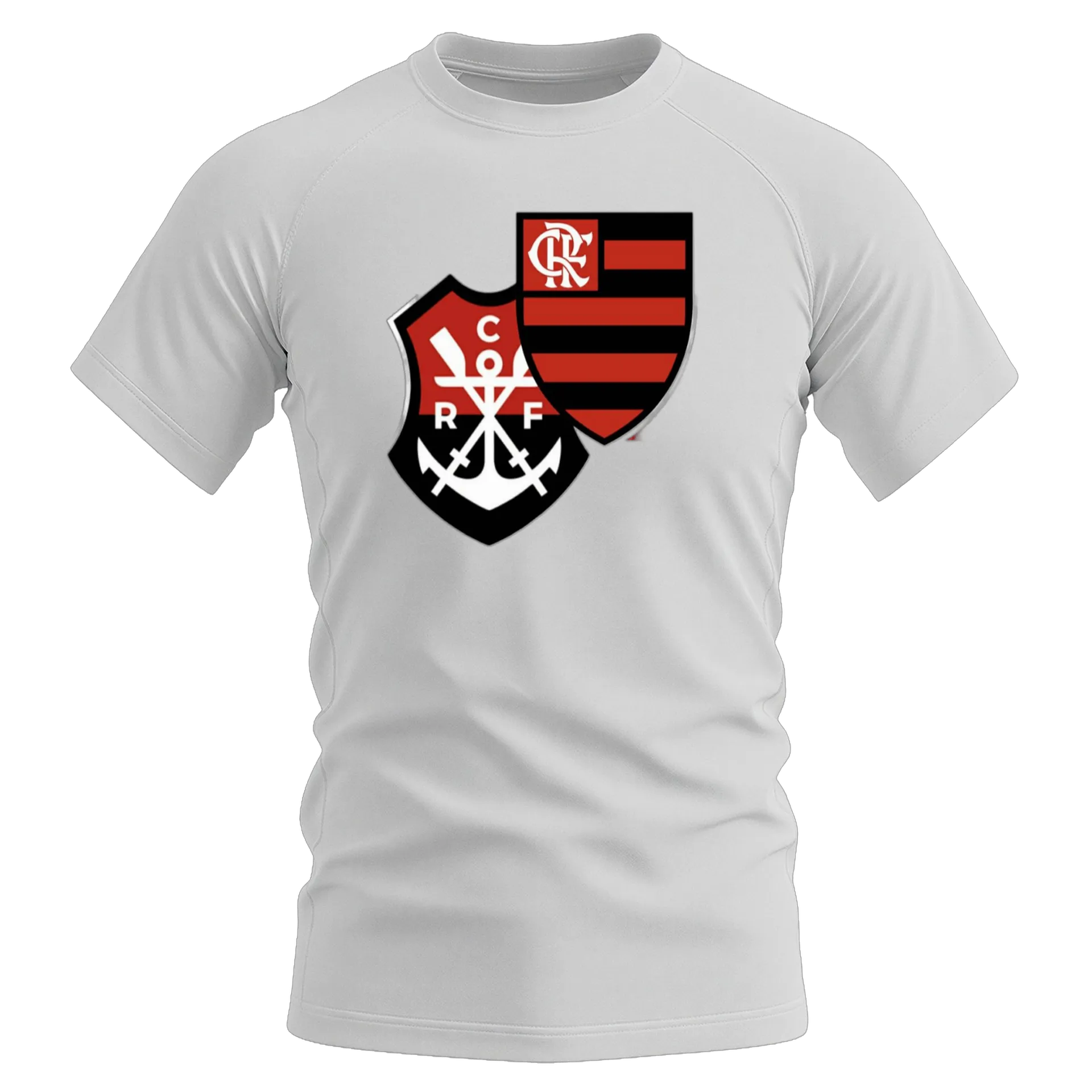 Camiseta Dry Fit Escudos Futebol Preto e Vermelho 100% - Imagem 1