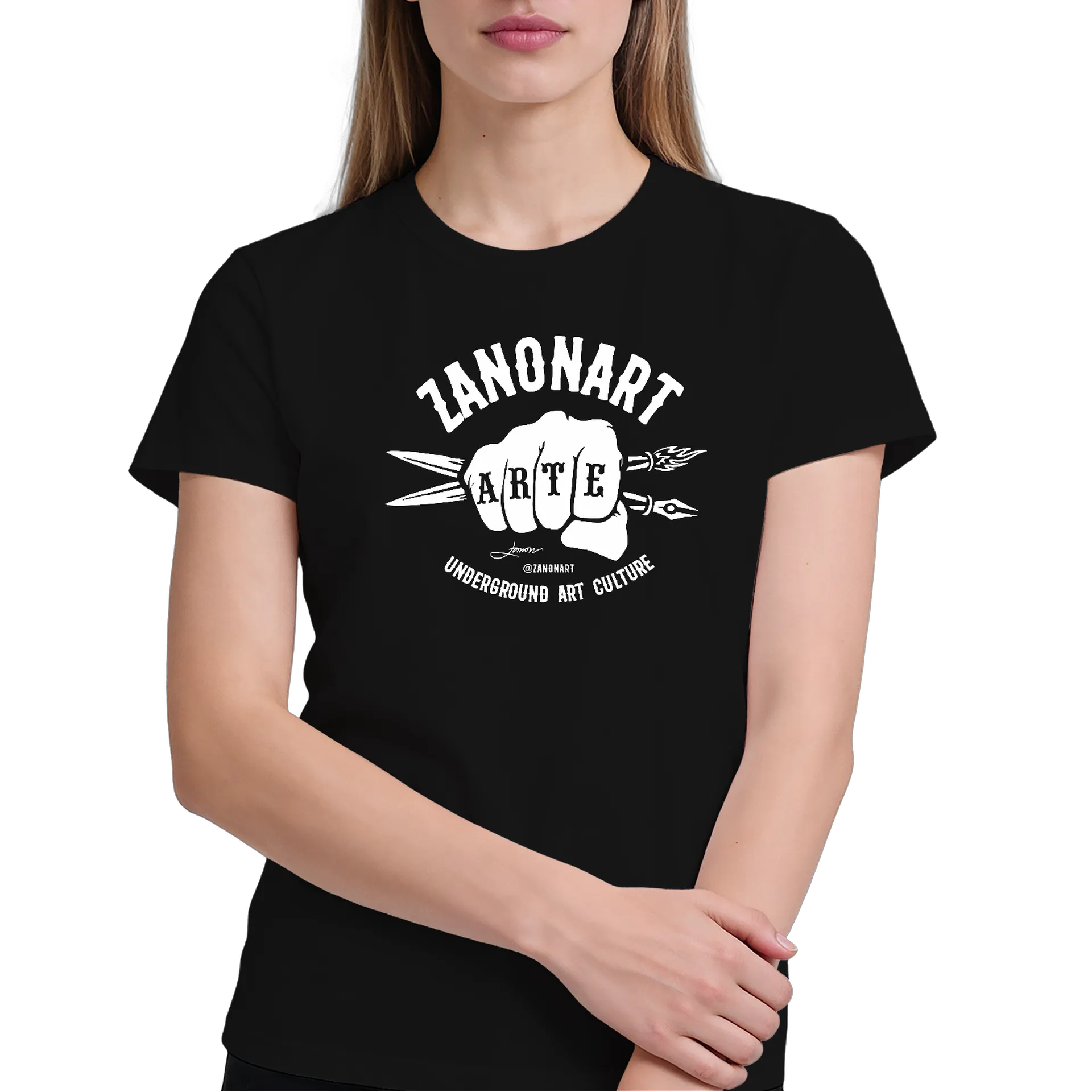 Camiseta Arte Underground 100% Algodão Preto - Imagem 4