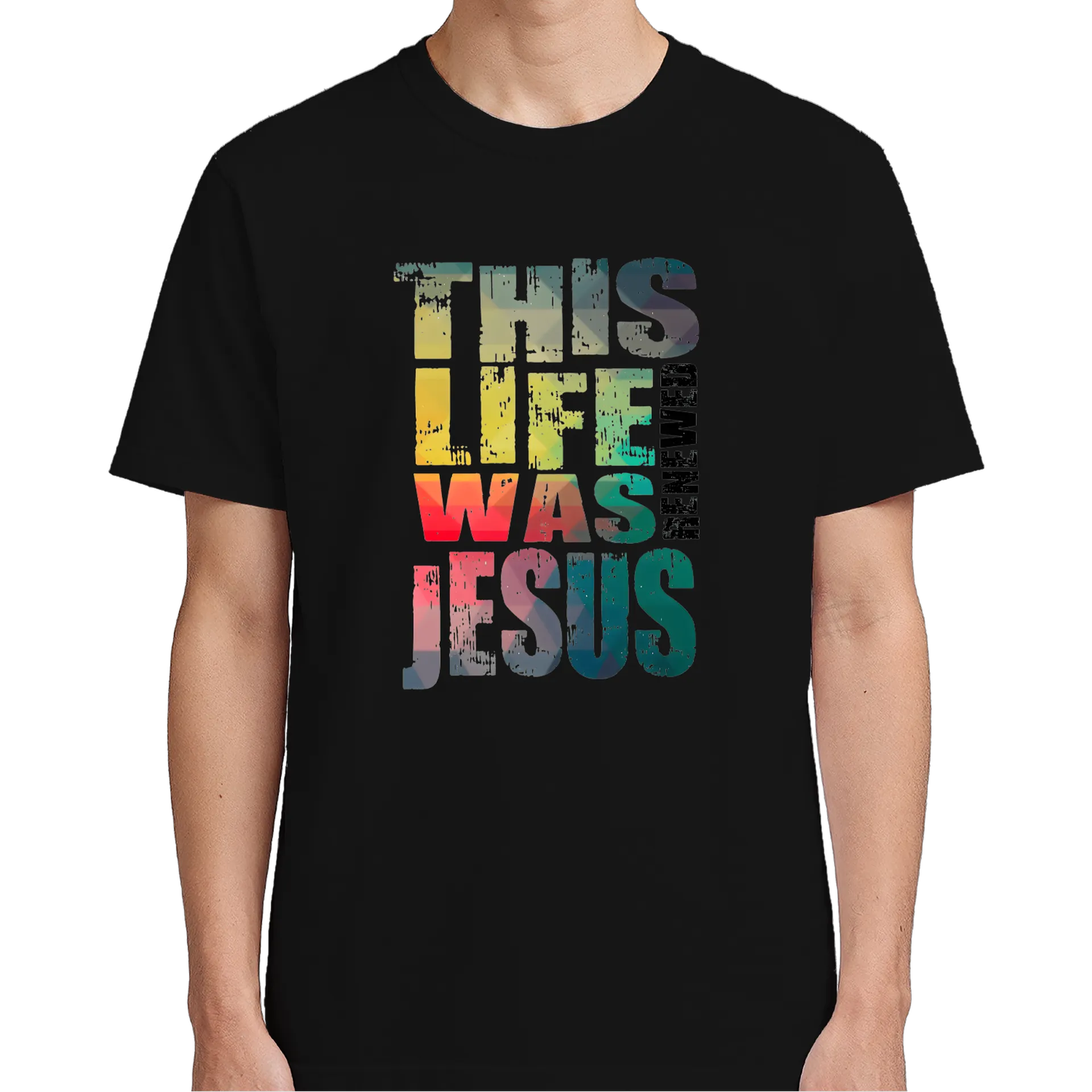 Camiseta Estampa Tipográfica This Life Was Jesus Colorida de psbwellington — imagem 4 de 6