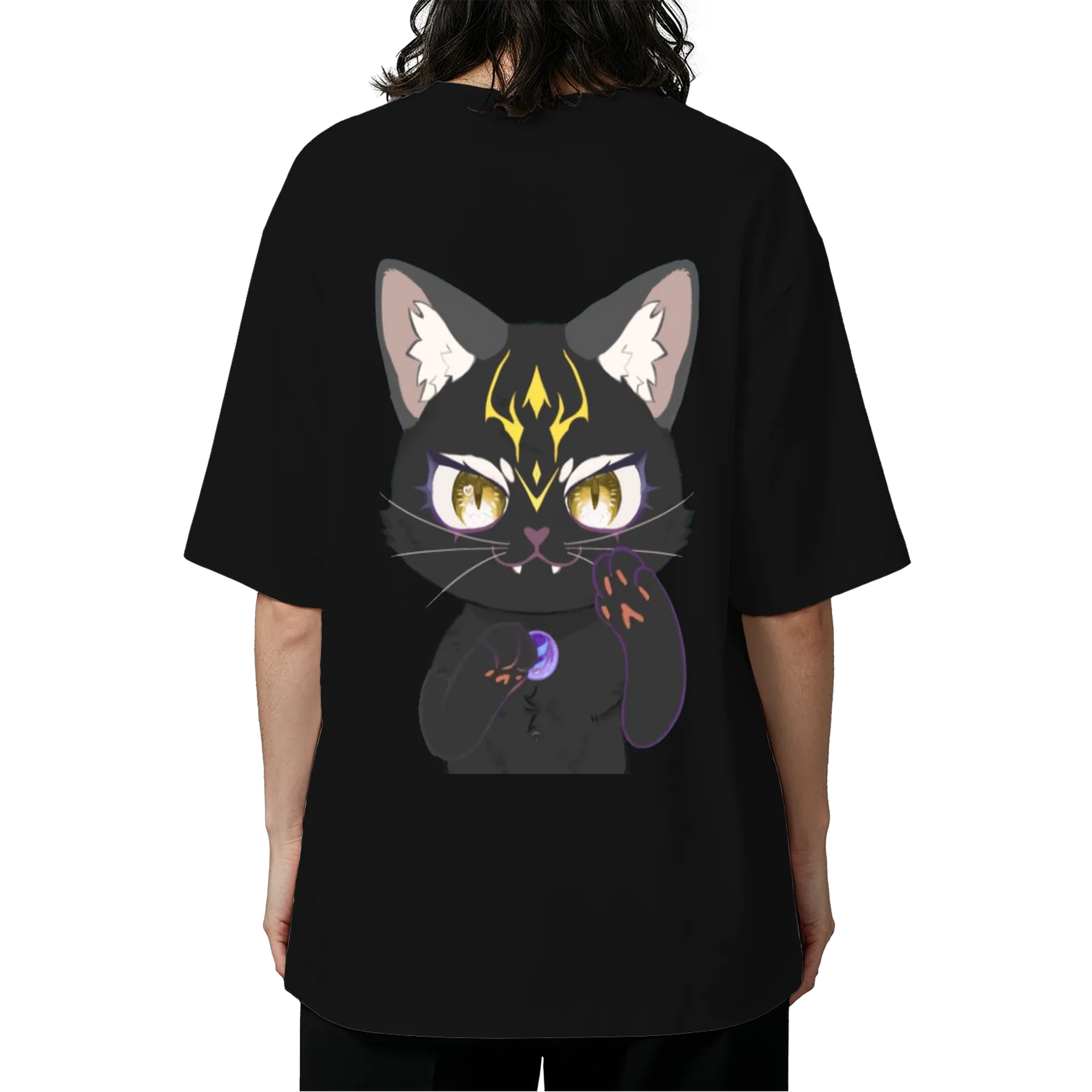 Camiseta Oversized Gato Astral Preto 100% Algodão de Lady Siam — imagem 5 de 6