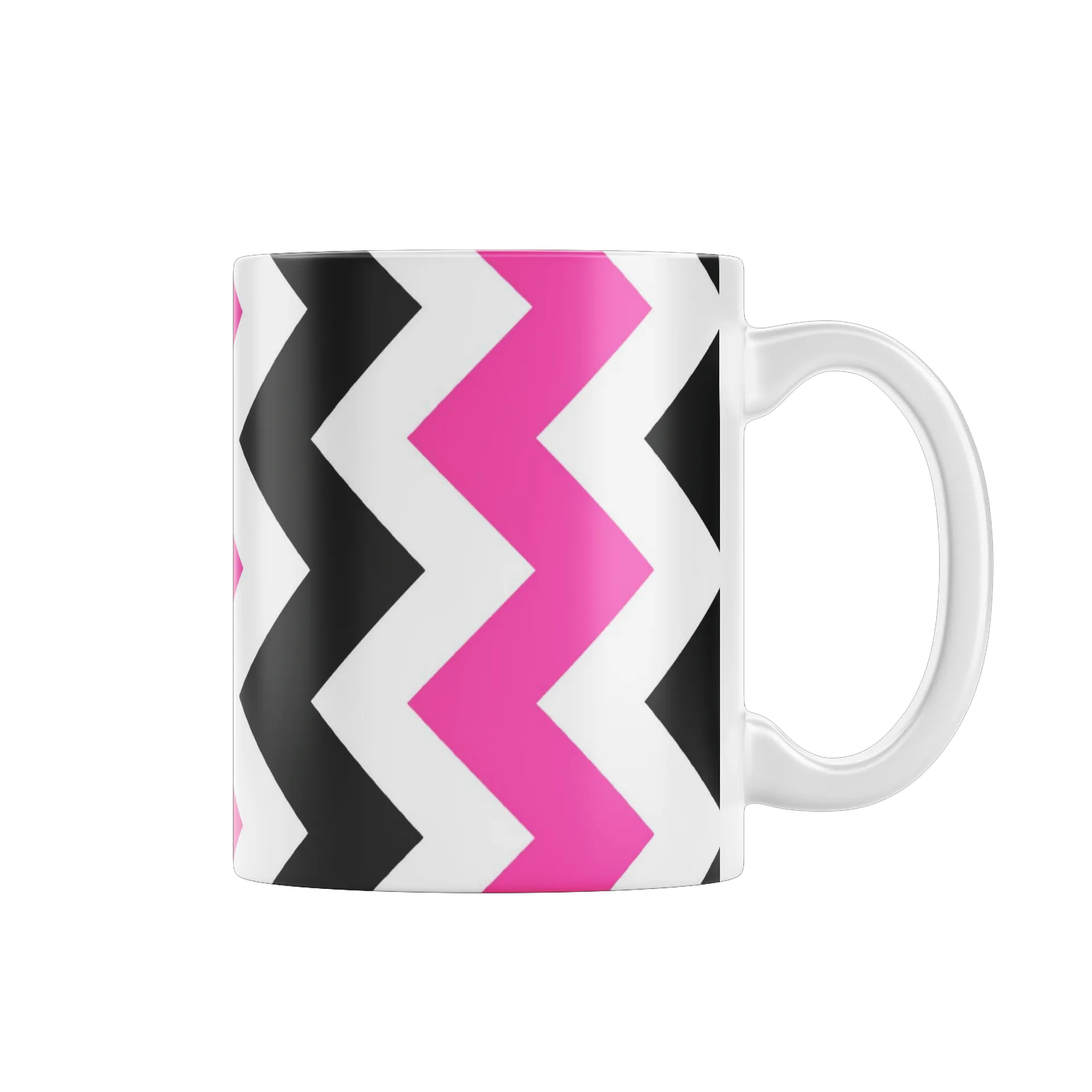 Caneca Porcelana Listras Preto Rosa Brancas 325ml - Imagem 1