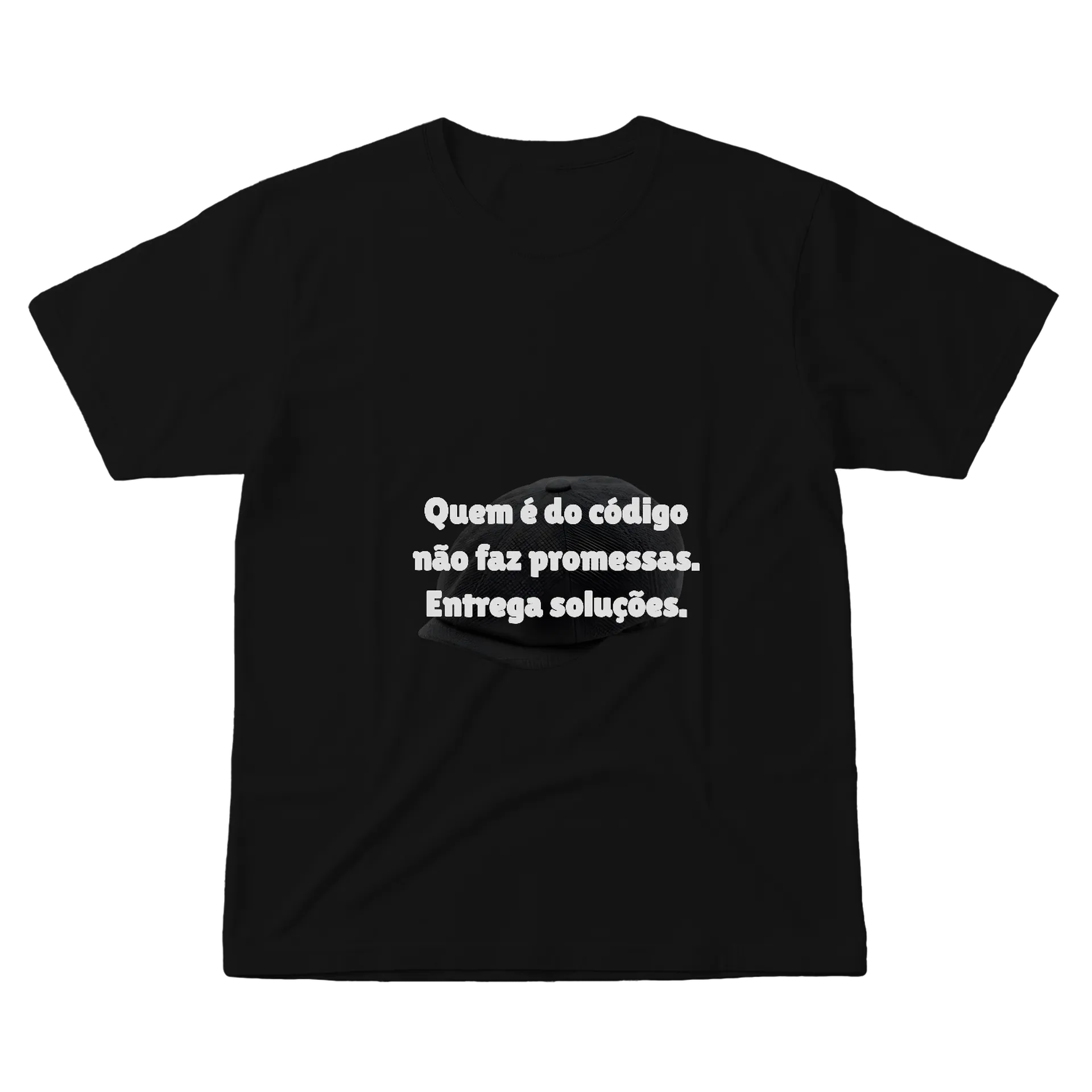 Camiseta Estampa Quem é do código não faz promessas 100% - Imagem 1