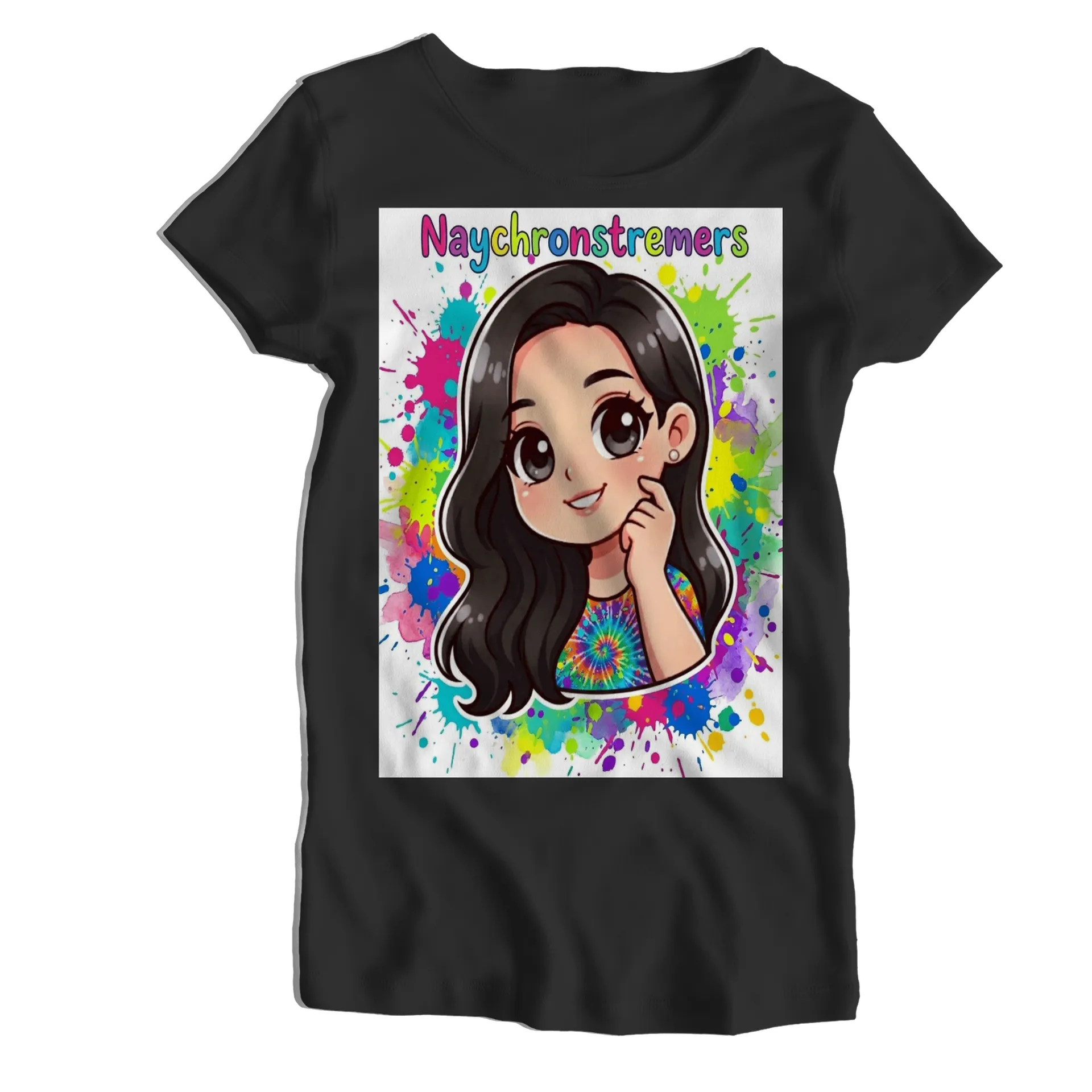 Camiseta Babylook Naychronstreamers Cartoon Colorido 100% - Imagem 1