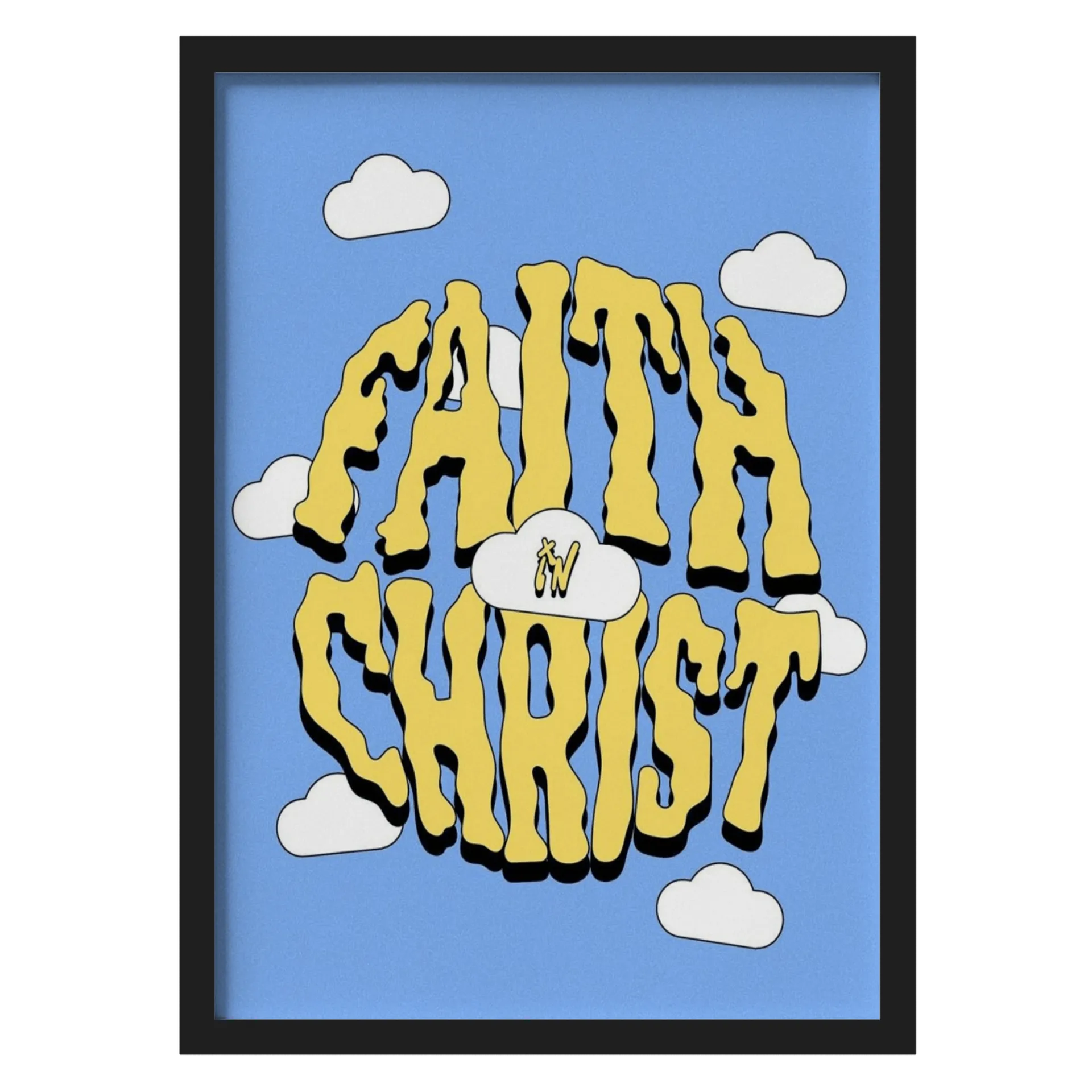 Quadro Abstrato Faith in Christ Azul A3 MDF e Vidro de Teologia Entusiasta — imagem 1 de 3