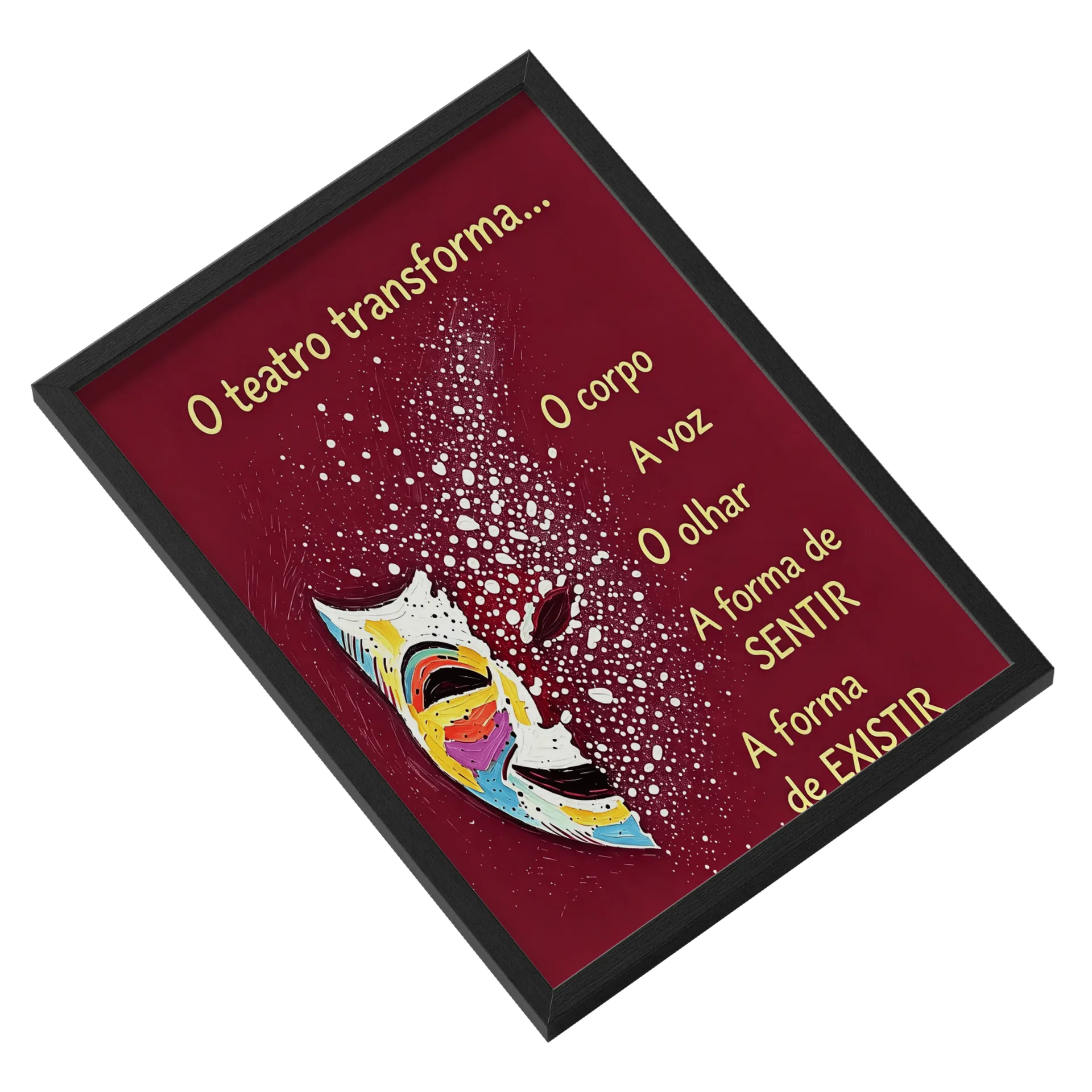 Quadro Arte Máscara Colorida A3 com Vidro MDF e Vidro - Imagem 2