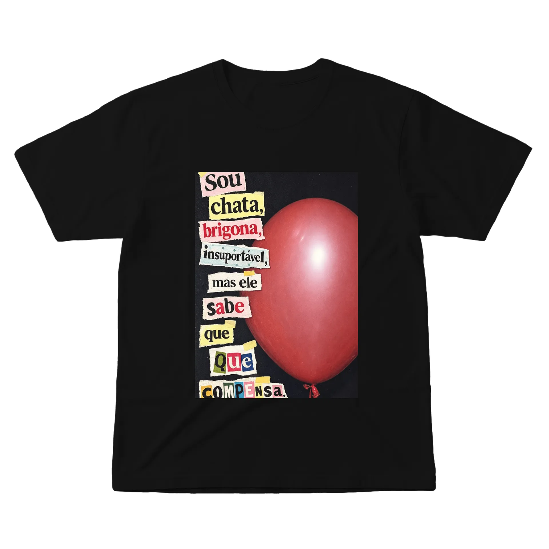 Camiseta Estampa Frases Colagem Futurista 100% Algodão - Imagem 1
