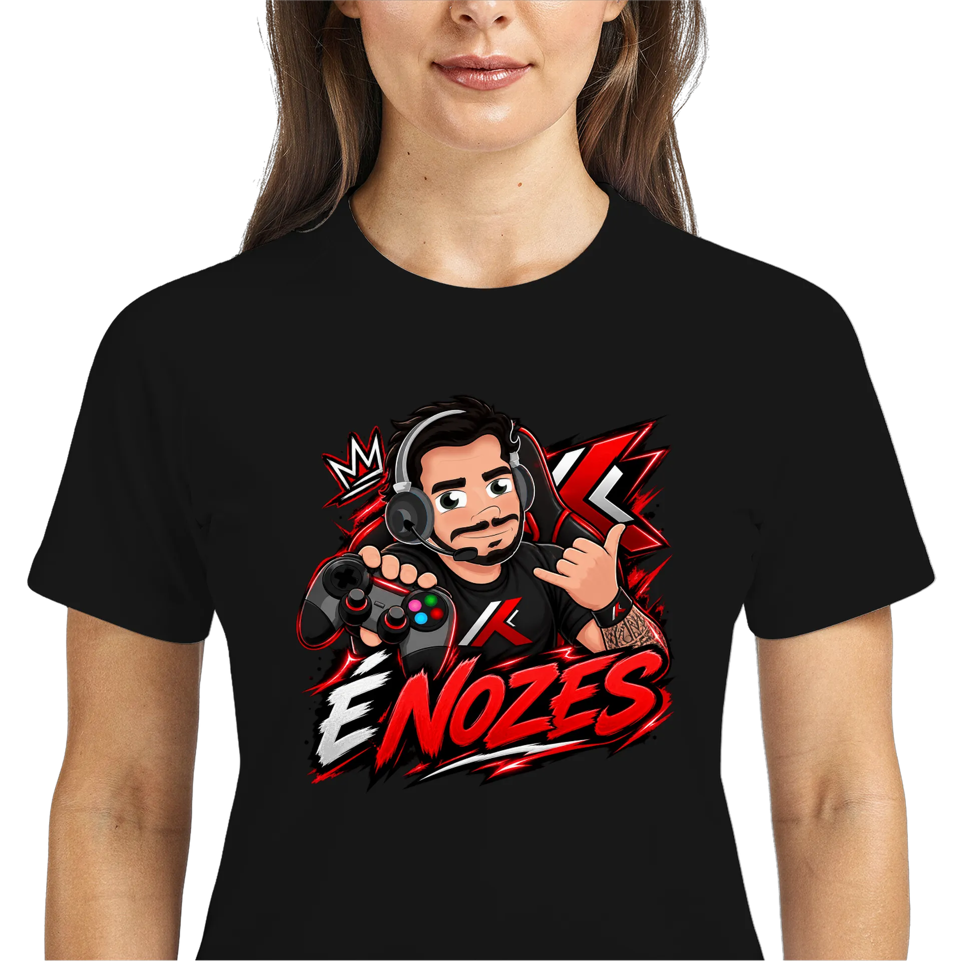 Camiseta Dry Fit É NOZES Estampa Gamer Vermelha Branca - Imagem 3