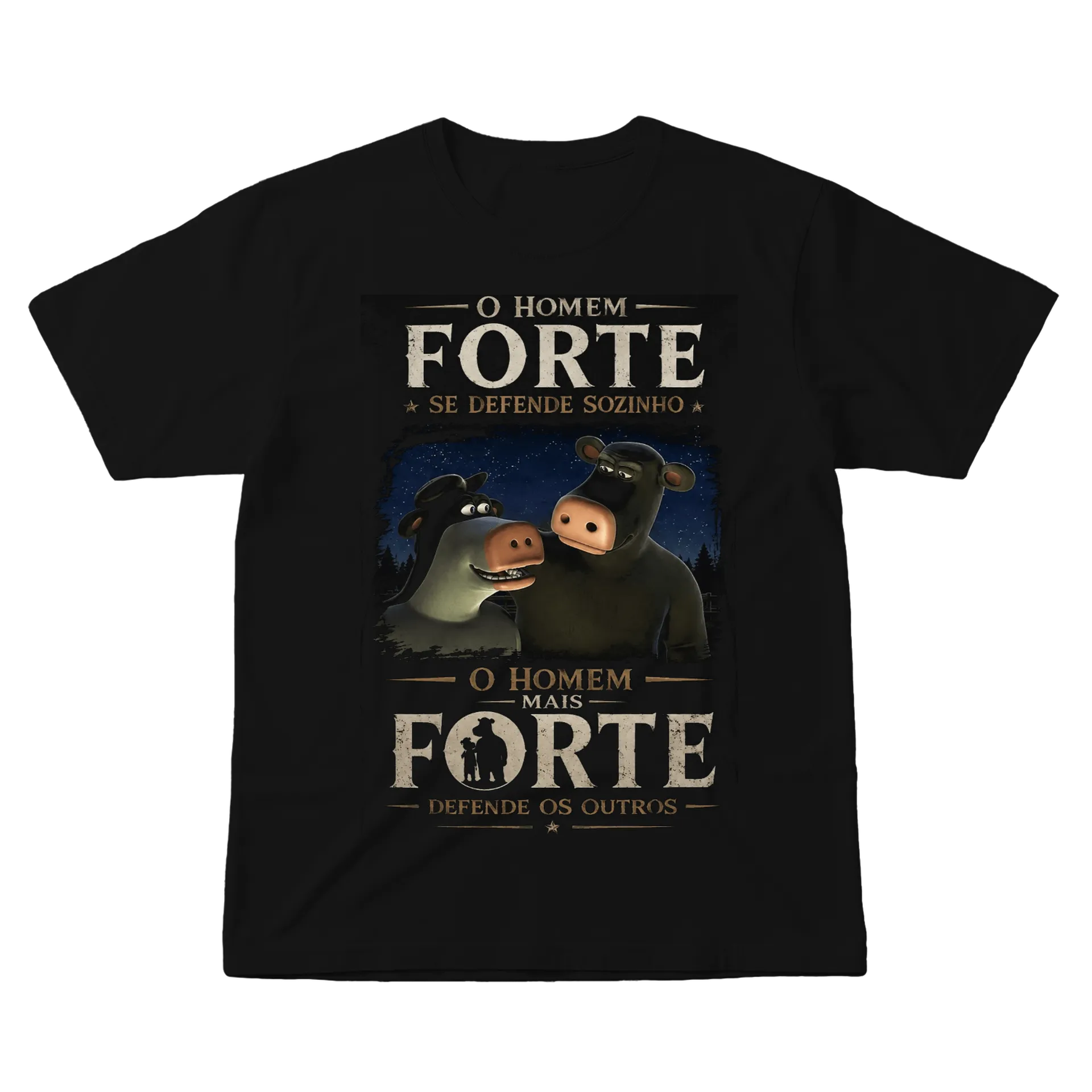 Camiseta Boi Ben 'O Homem Forte se Defende Sozinho...' - Imagem 1