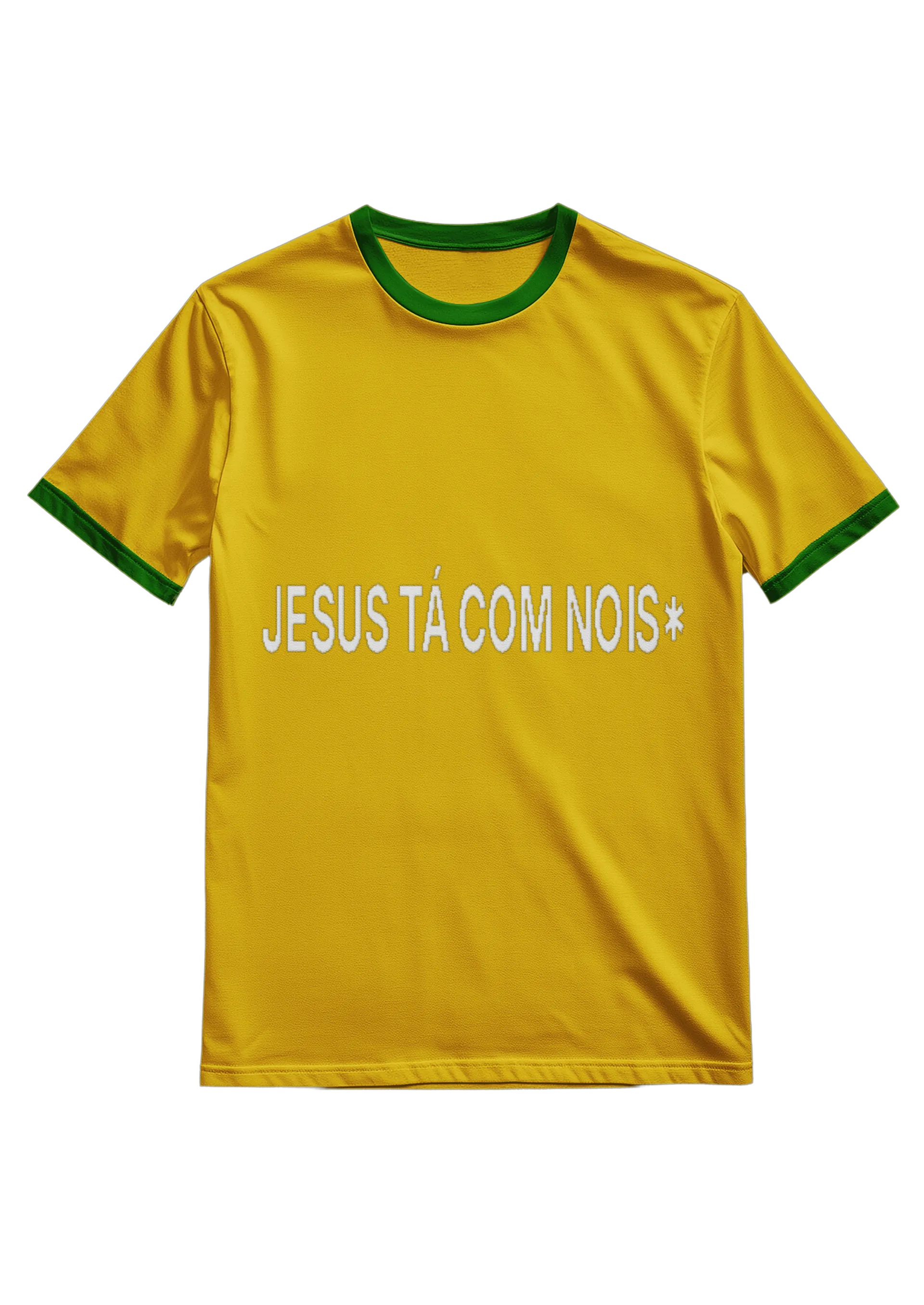 Camiseta Torcida "Jesus tá com nóis" Amarelo 100% Algodão de Jesliano