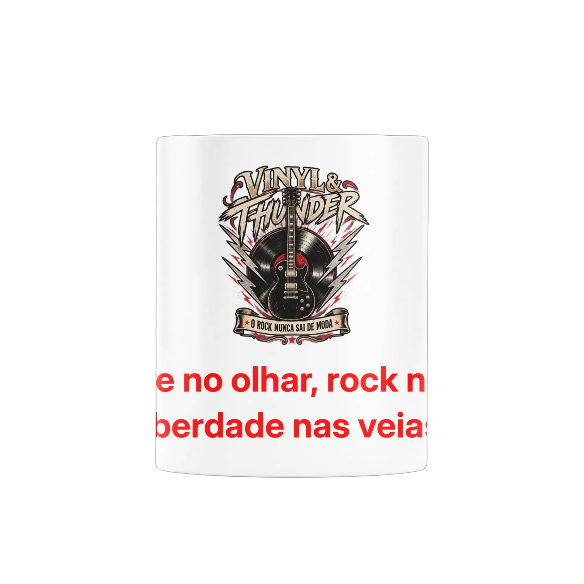 Caneca Rock Forever Estampa Vintage Vinil e Guitarra 325ml - Imagem 2
