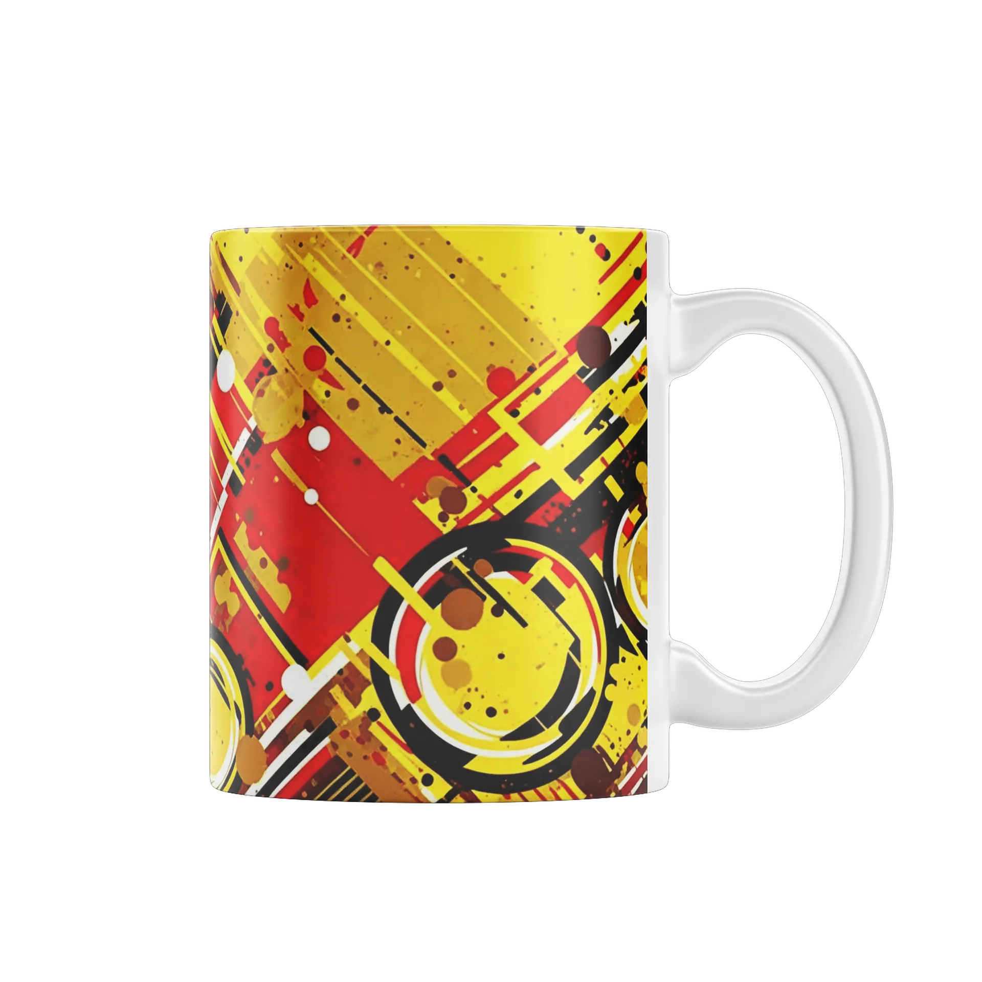 Caneca Porcelana Abstrato Vermelho Amarelo 325ml - Imagem 1