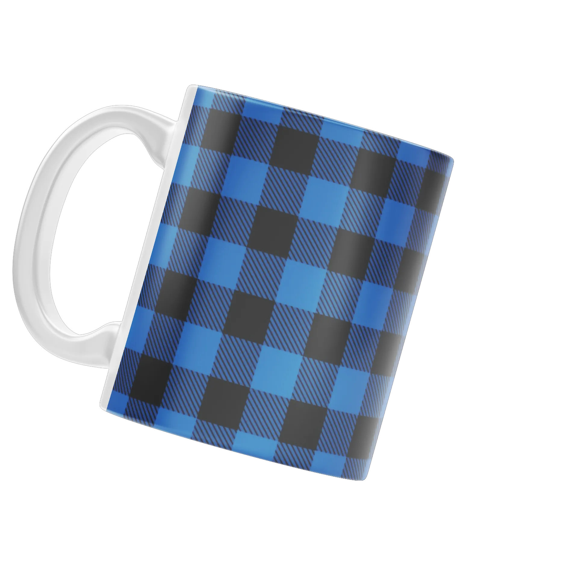 Caneca Porcelana Estampa Gráfica Listras Azul Brancas 325ml - Imagem 3