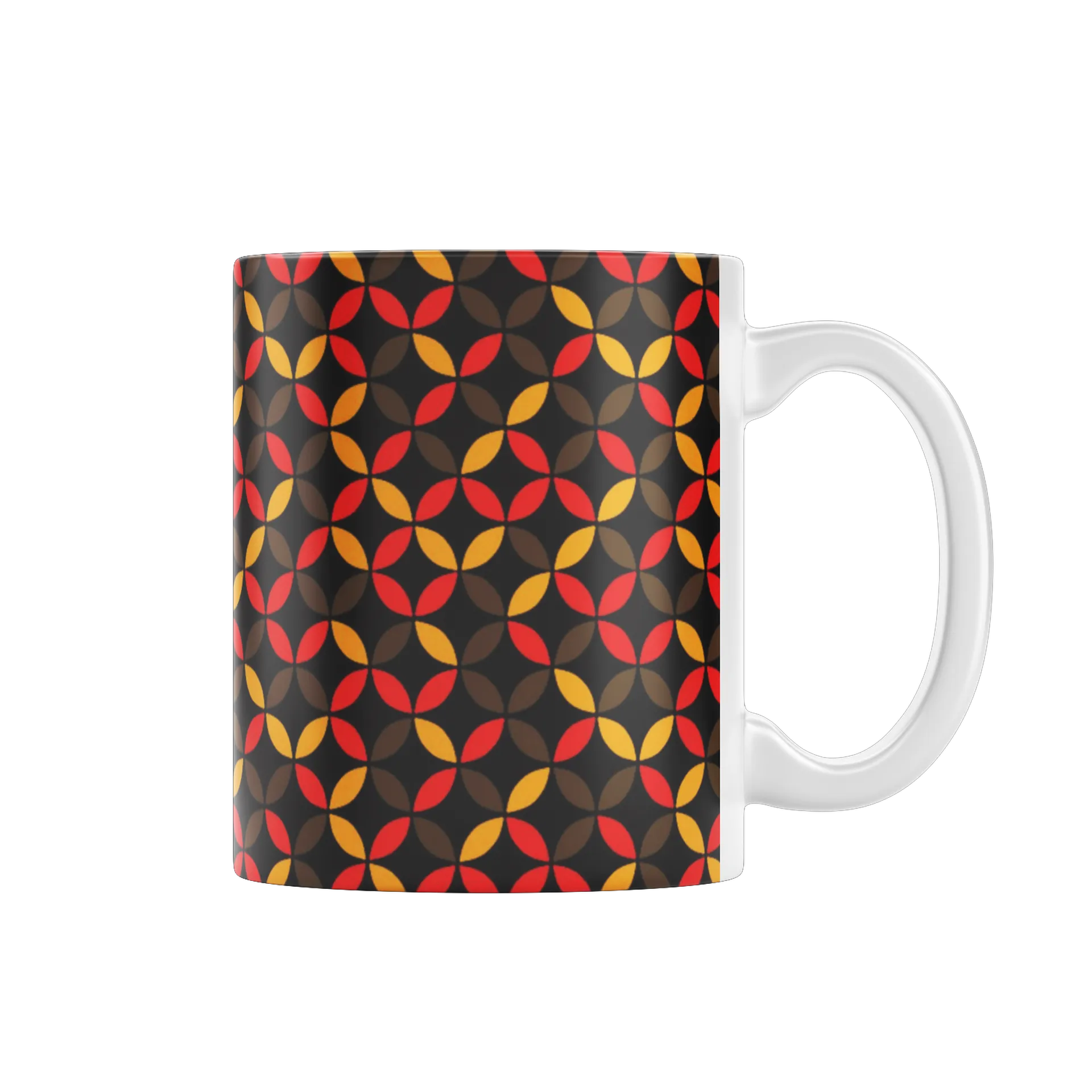 Caneca Estampa Geométrica Amarelo Vermelho Marrom 325ml - Imagem 1