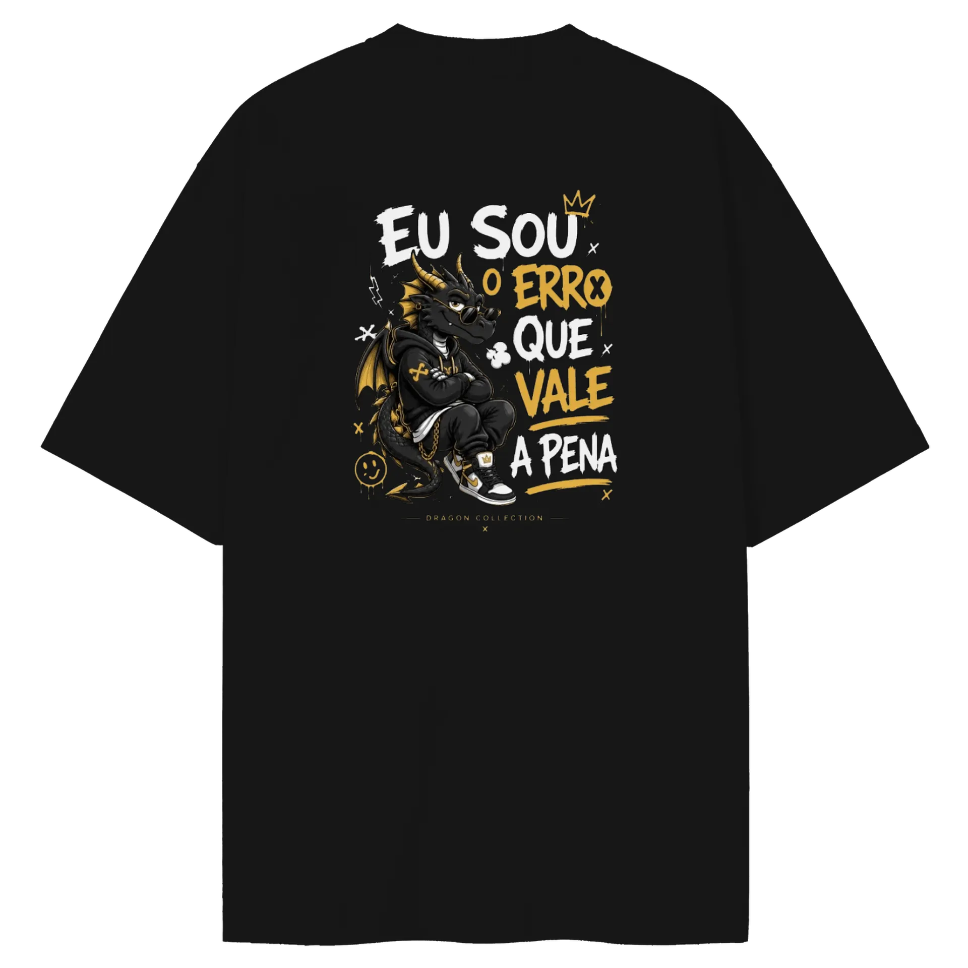 Camiseta Oversized Dragão Estilizado 100% Algodão de Alex