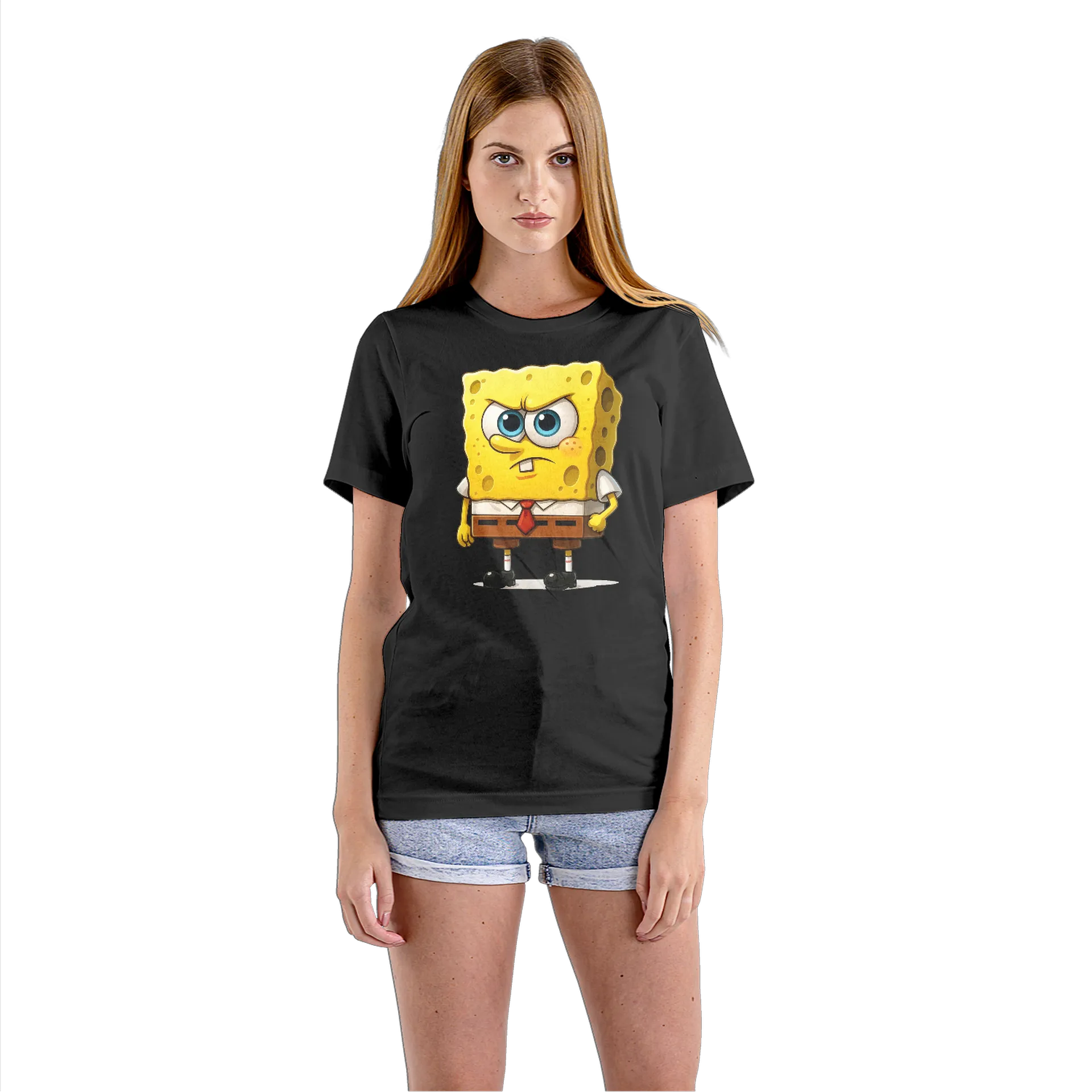 Camiseta Babylook Esponja Amarela Cartoon 100% Algodão - Imagem 3