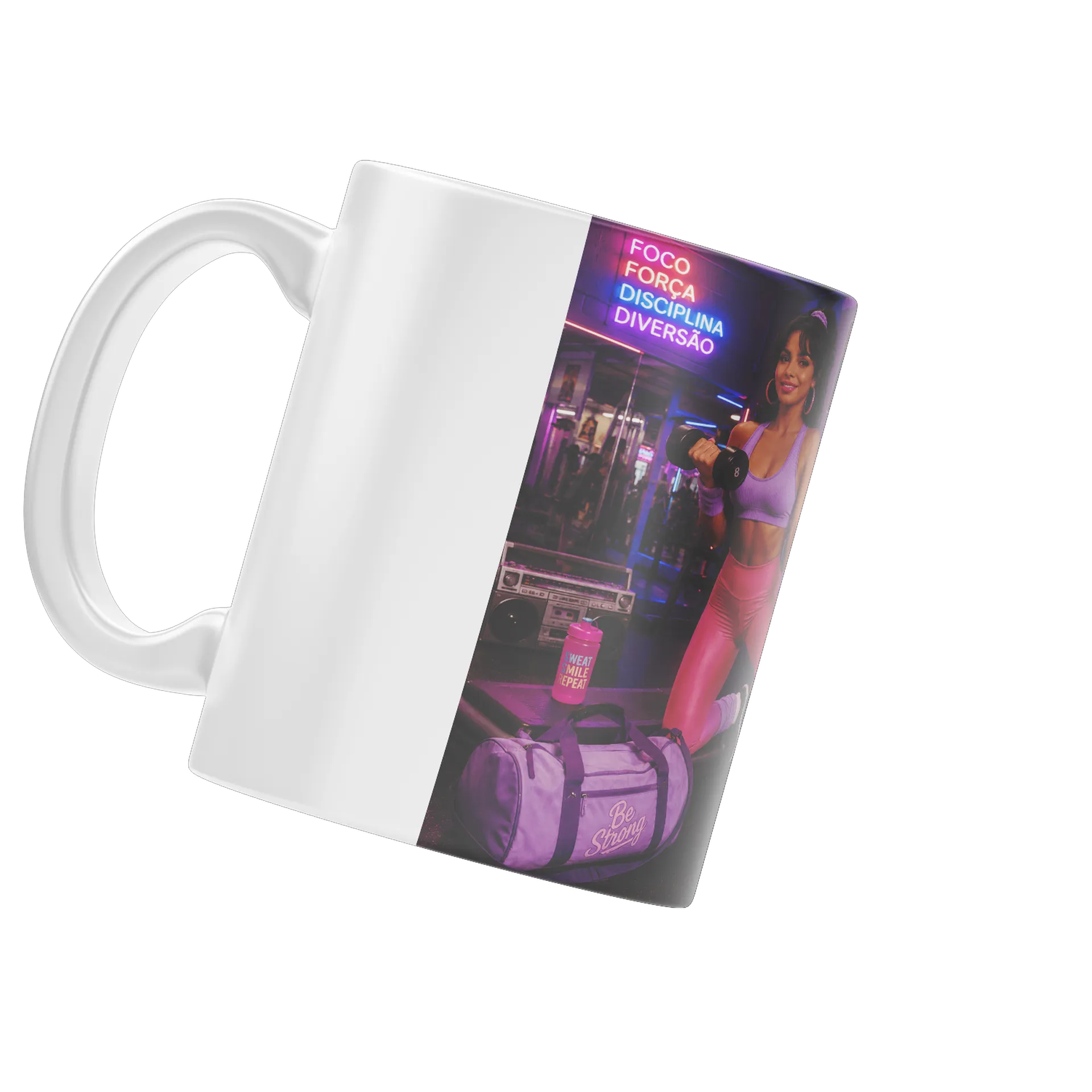 Caneca Porcelana Treino Estampa Neon 325ml - Imagem 4