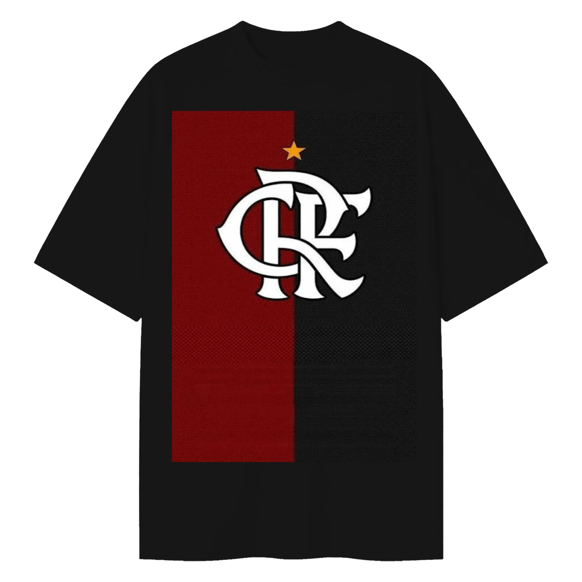 Camiseta Oversized Logo Tipográfico Branco Vermelho e Preto - Imagem 1