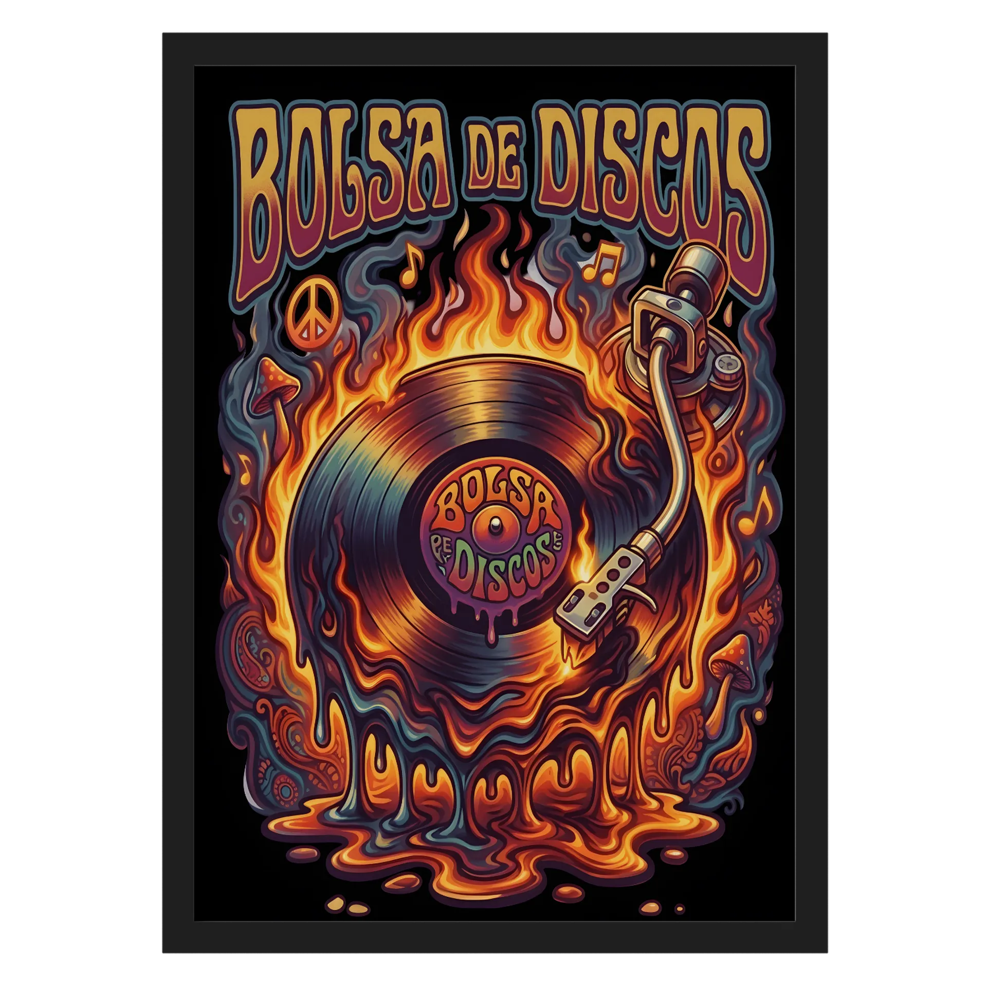 Quadro A3 personalizado Com Vidro BDD vinil em chamas - Imagem 1