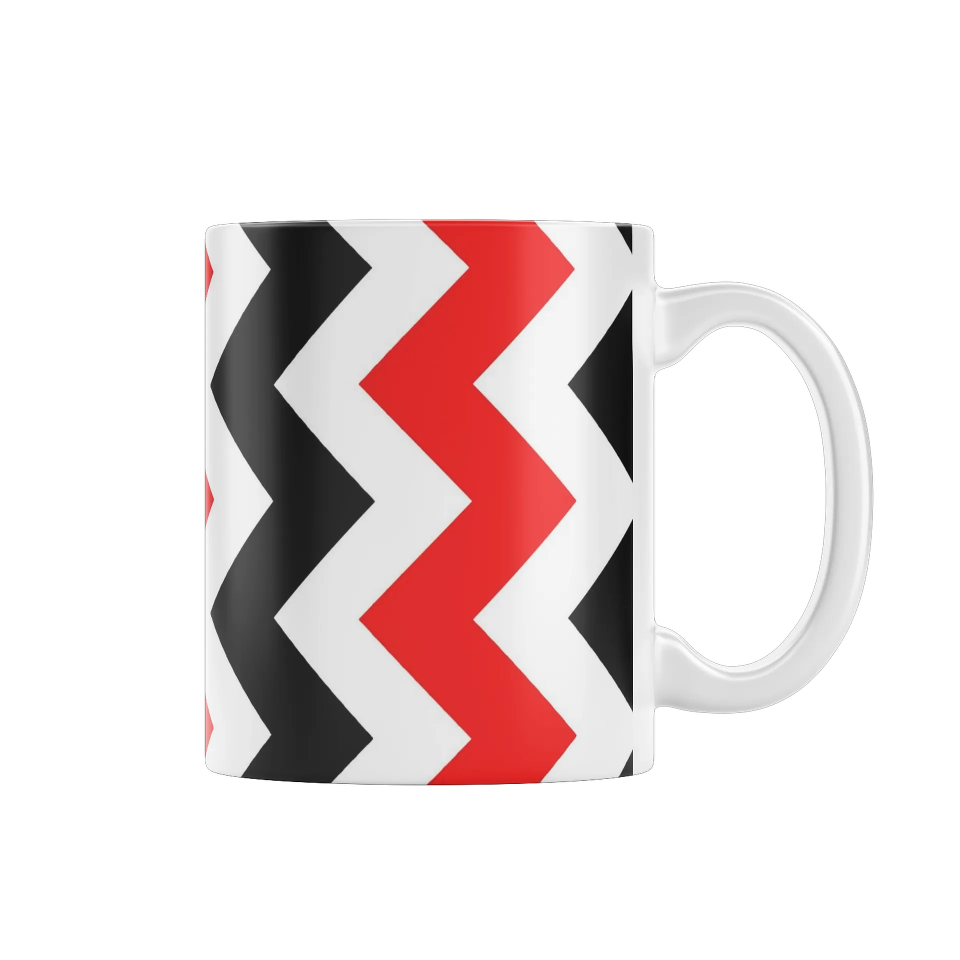 Caneca Porcelana Chevron Vermelho Branco Preto 325ml - Imagem 1