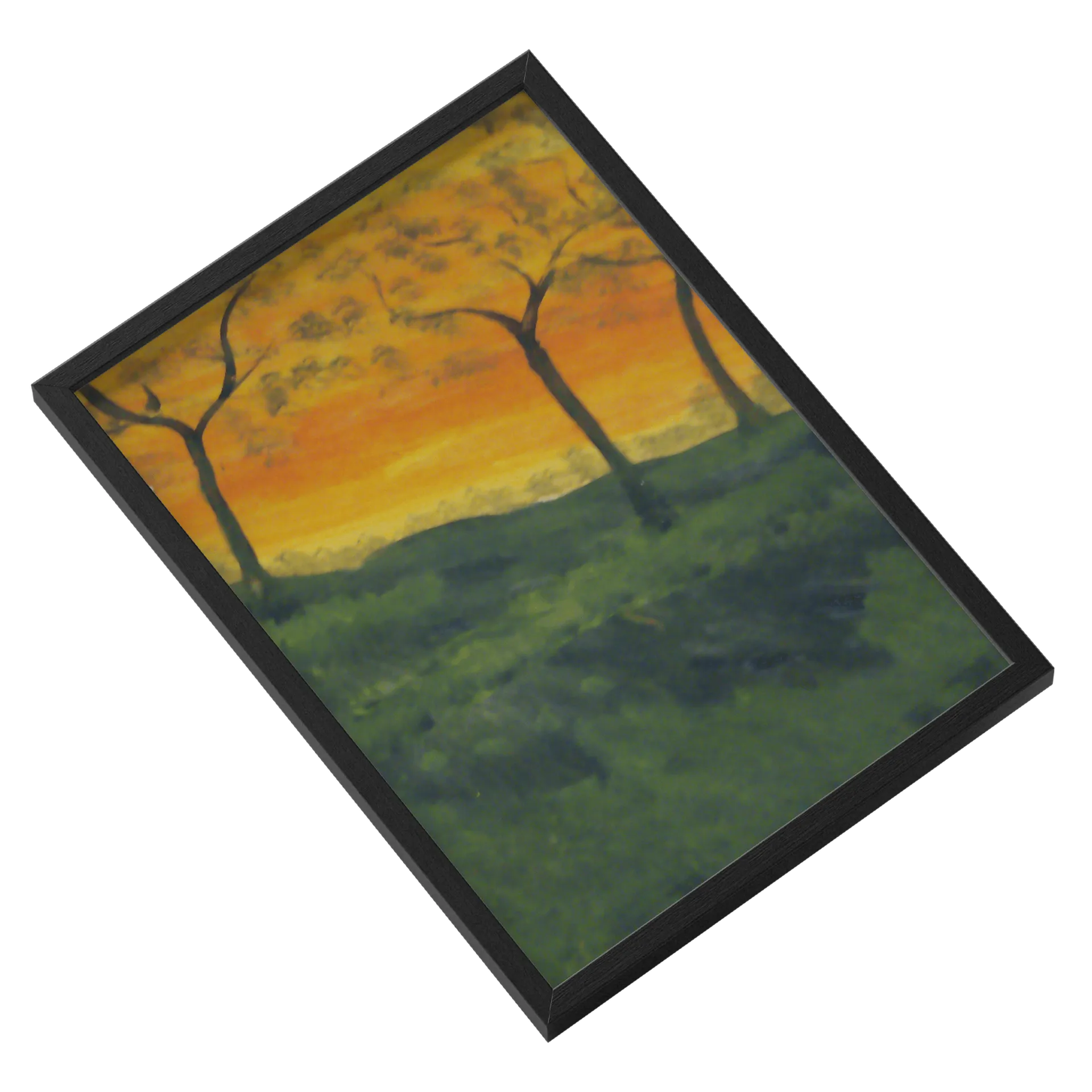 Quadro Paisagem de Árvores ao Pôr do Sol A3 com Vidro - Imagem 2