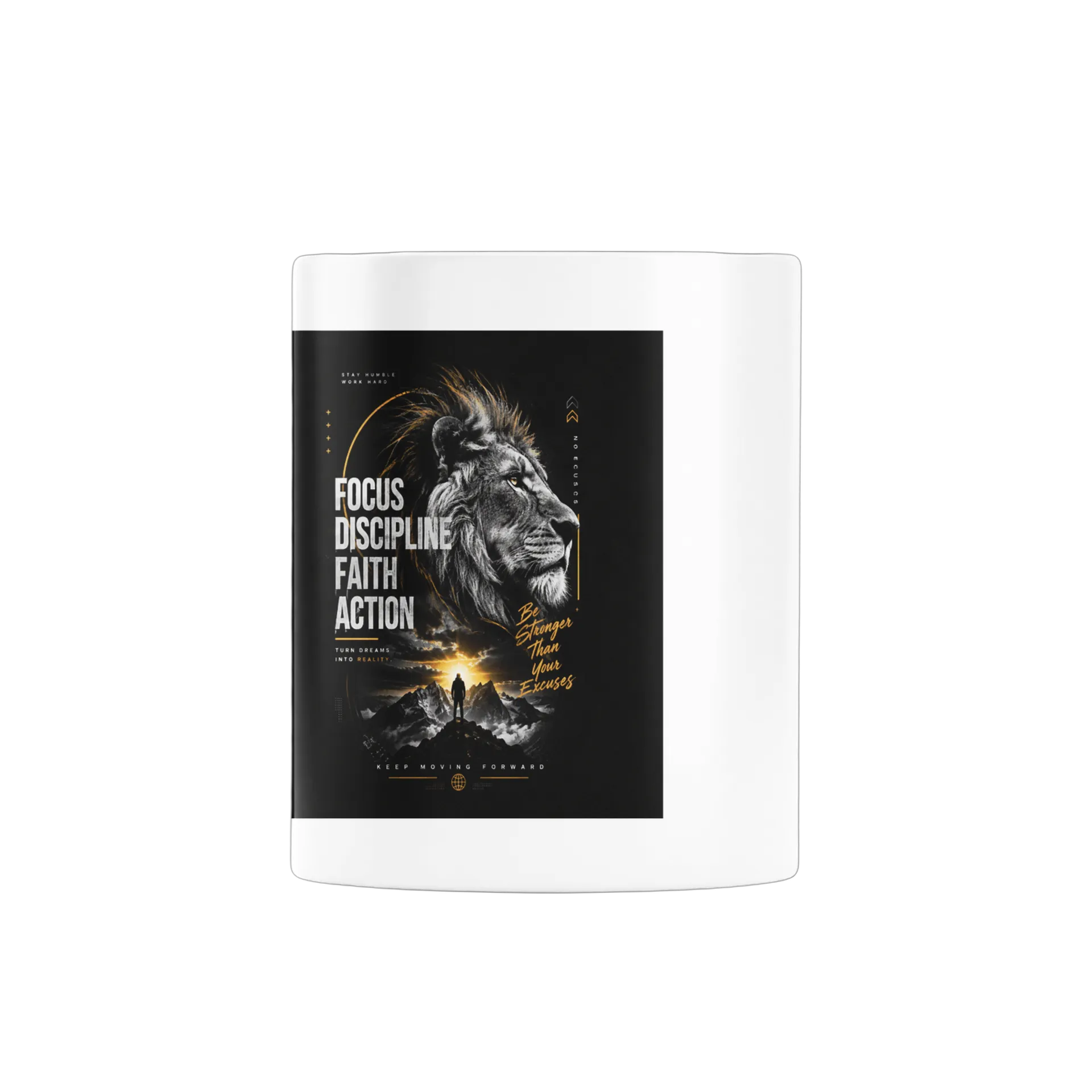 Caneca Porcelana Foco Disciplina Fé Ação 325ml de RizioShop — imagem 2 de 4