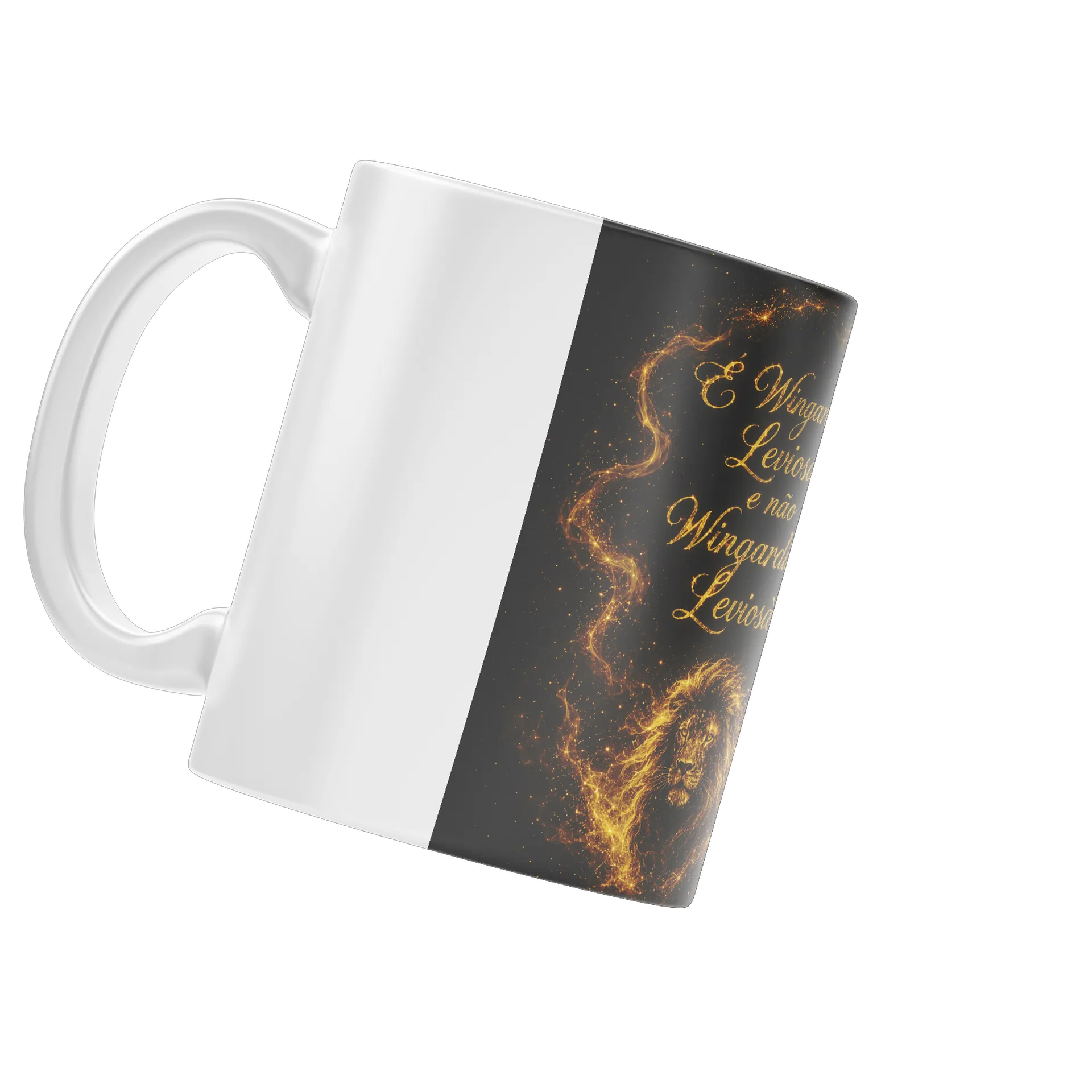 Caneca Porcelana Leão Estampa Ouro 325ml - Imagem 4