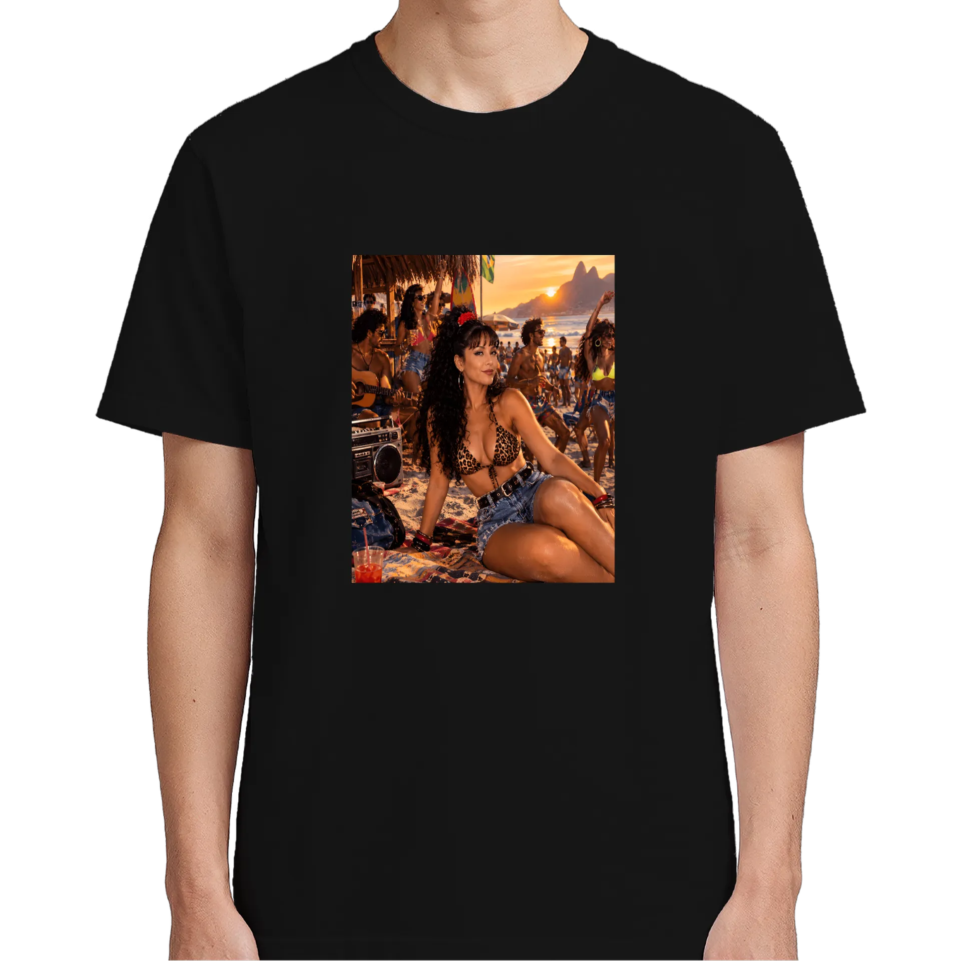 Camiseta Estampa Festejo Praia Leopardo 100% Algodão - Imagem 4