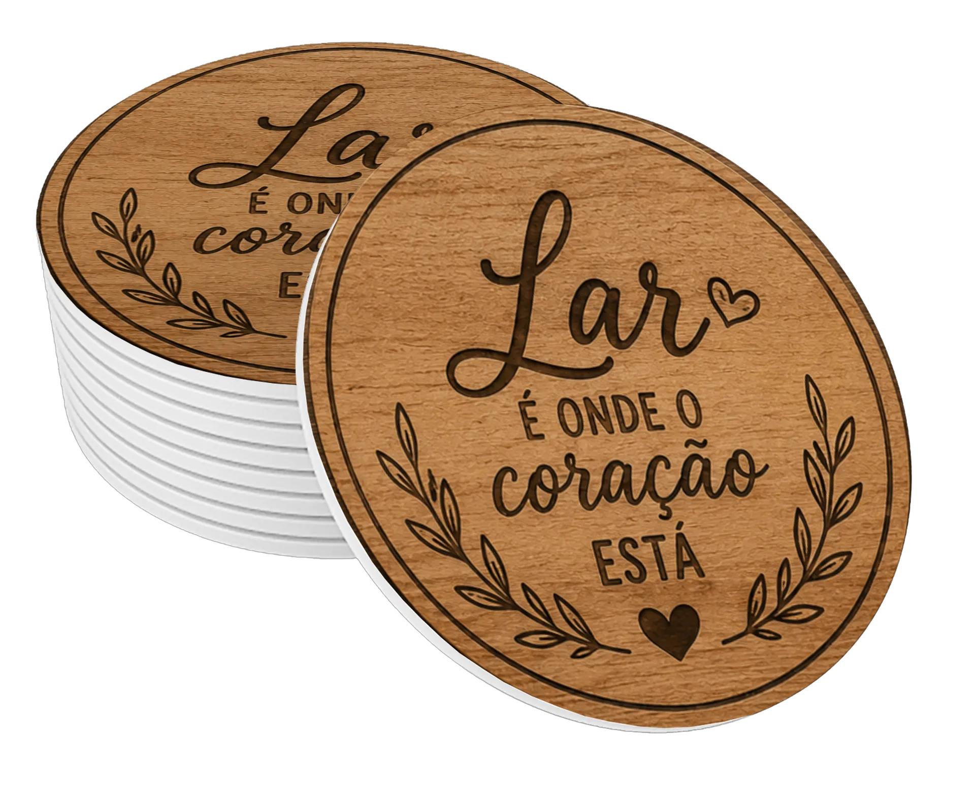 Porta-copo MDF Lar é onde o coração está - Imagem 1