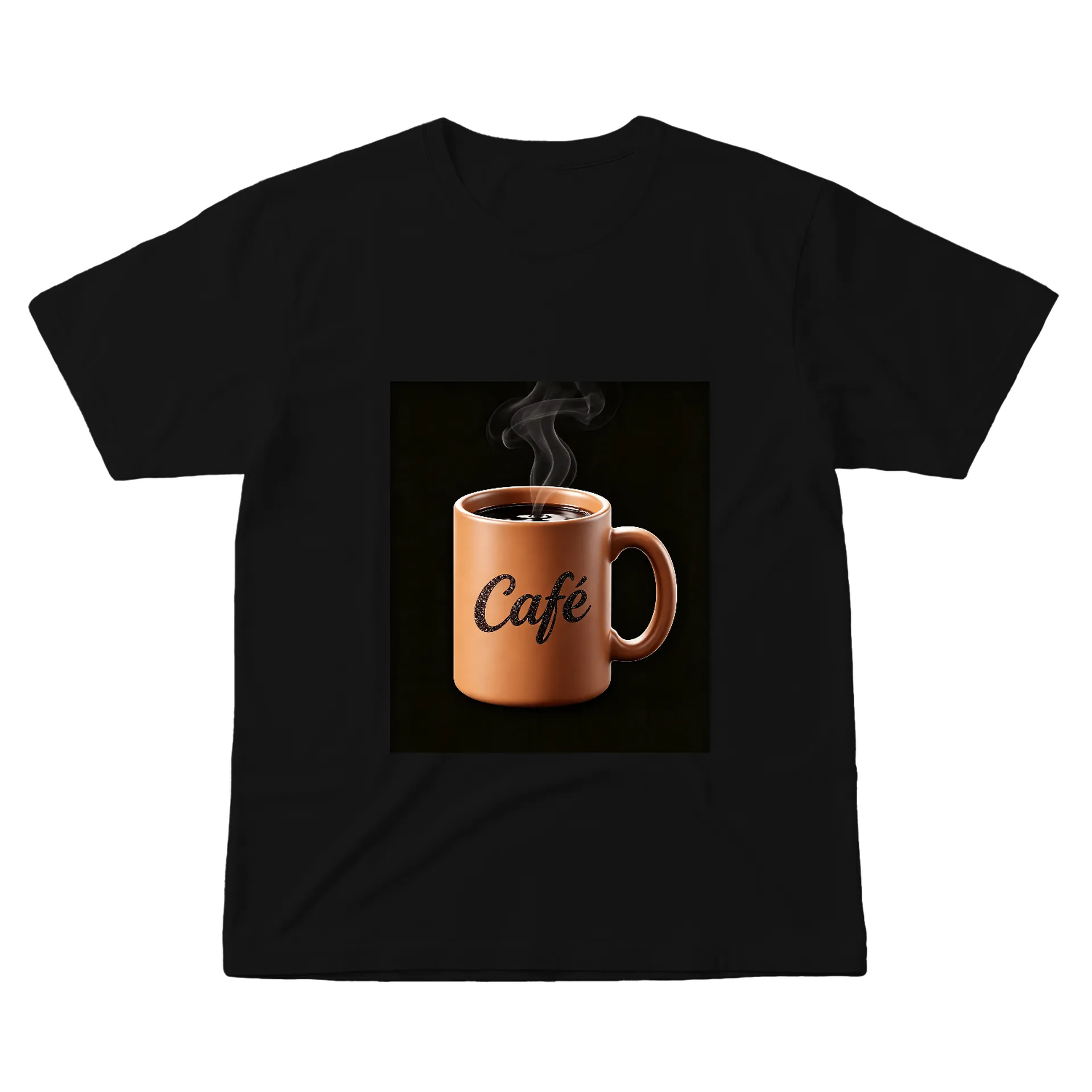 Camiseta Café 100% Algodão Preta - Imagem 1