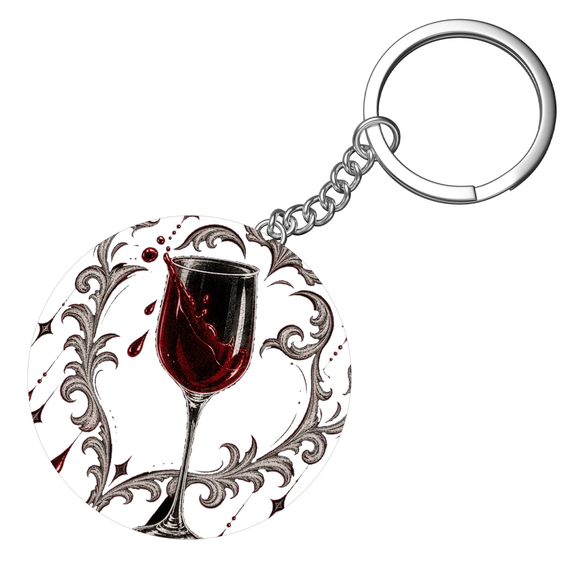 Chaveiro Taça de Vinho Ornamental Vermelha MDF - Imagem 3
